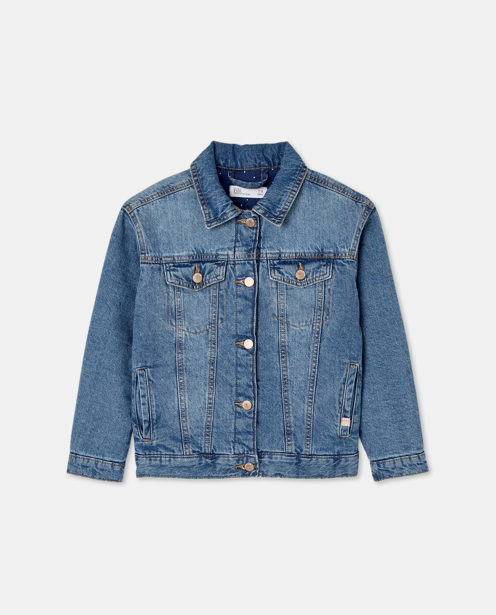 Blusão de Ganga Básico Acolchoado Azul pálido-4