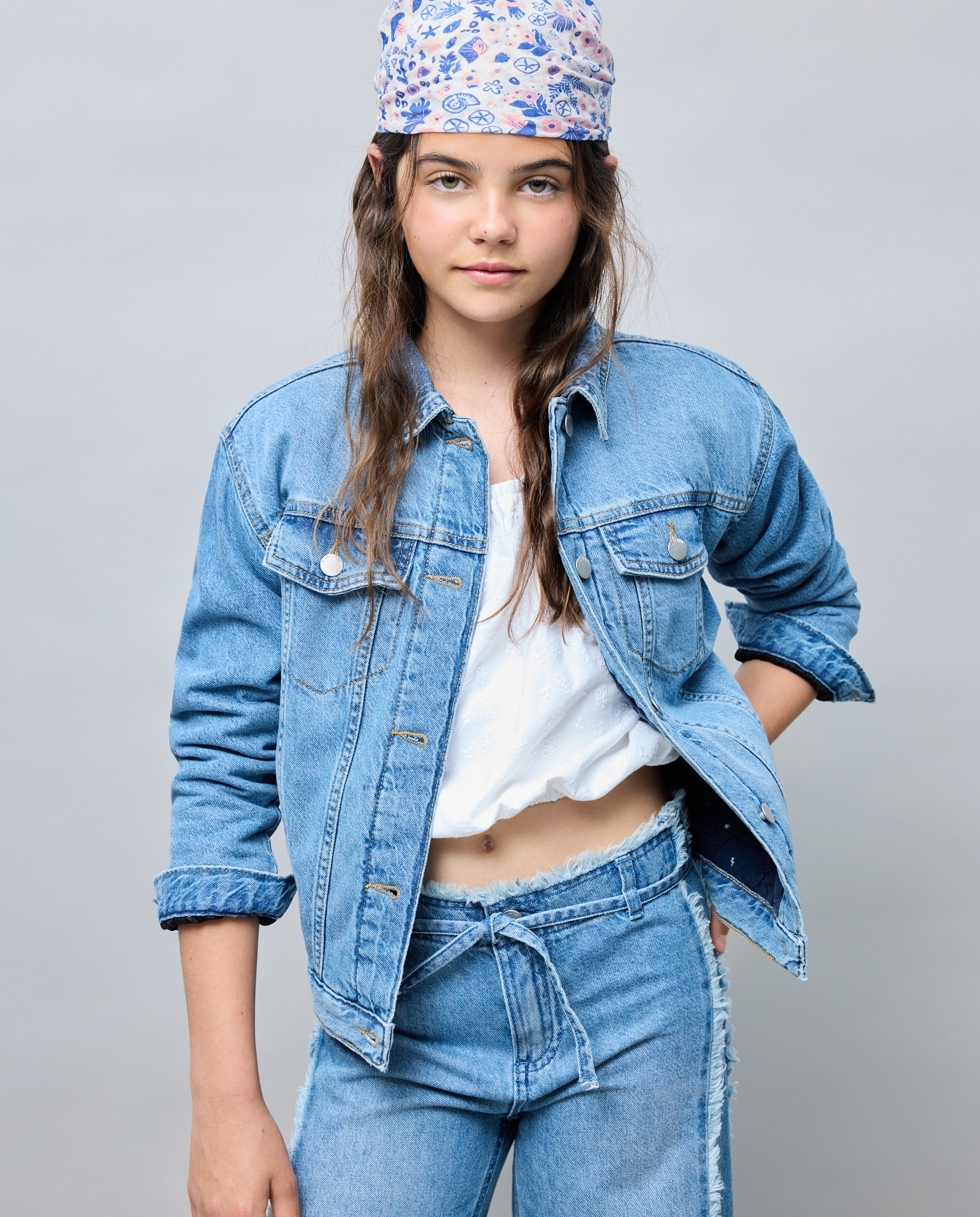 Cazadora de niña denim básica acolchada - Kids El Corte Inglés - Azul pálido Azul pálido-1