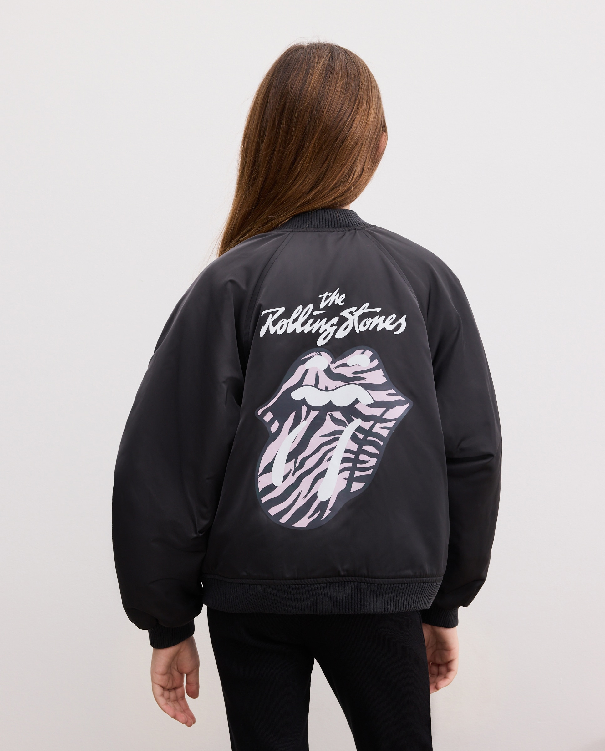 Blusão Bomber com Estampado Rolling Stones Cinzento-3