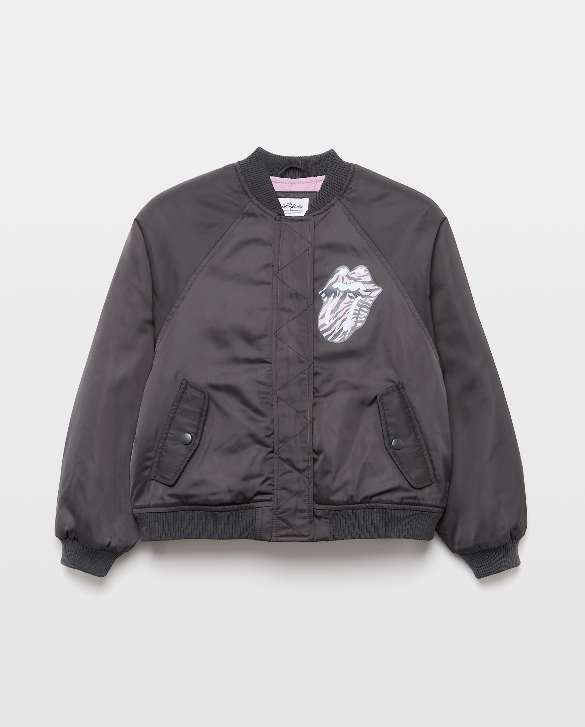 Blusão Bomber com Estampado Rolling Stones Cinzento-4