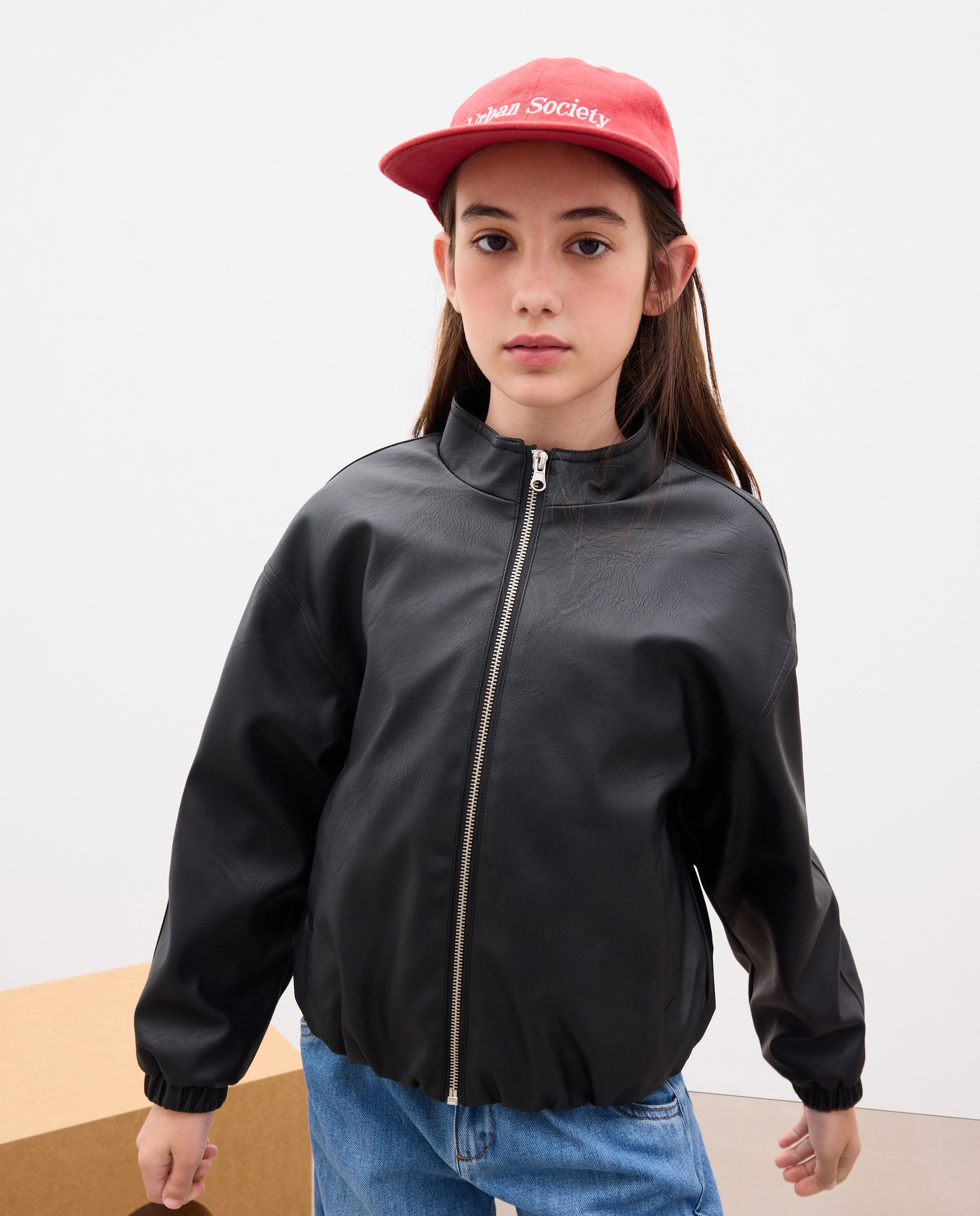 Cazadora bomber globo polipiel de niña - Kids El Corte Inglés - Negro Negro-3