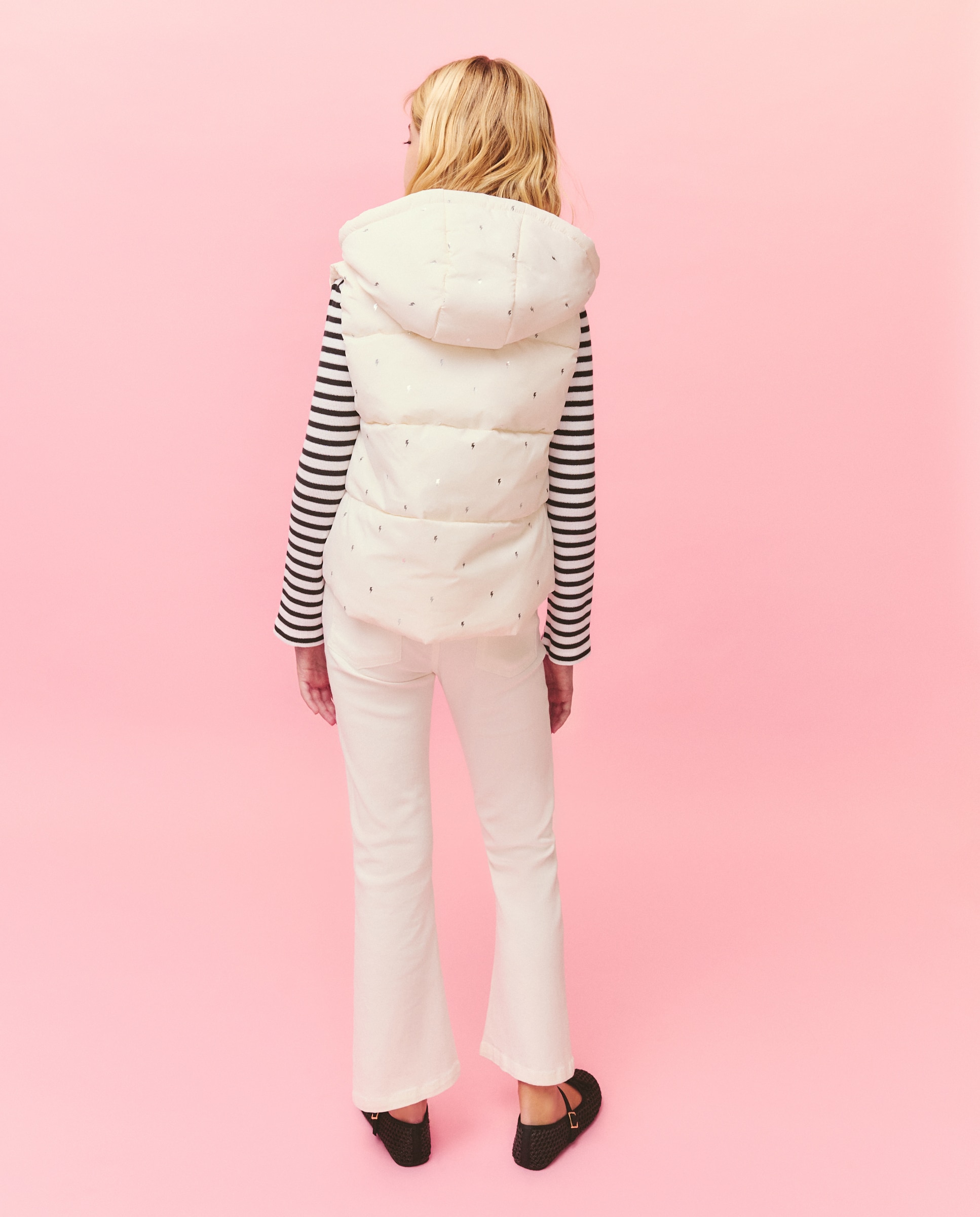 Colete de Nylon com Estampado Foil de Raios com Capuz Kids El Corte Inglés Branco-3