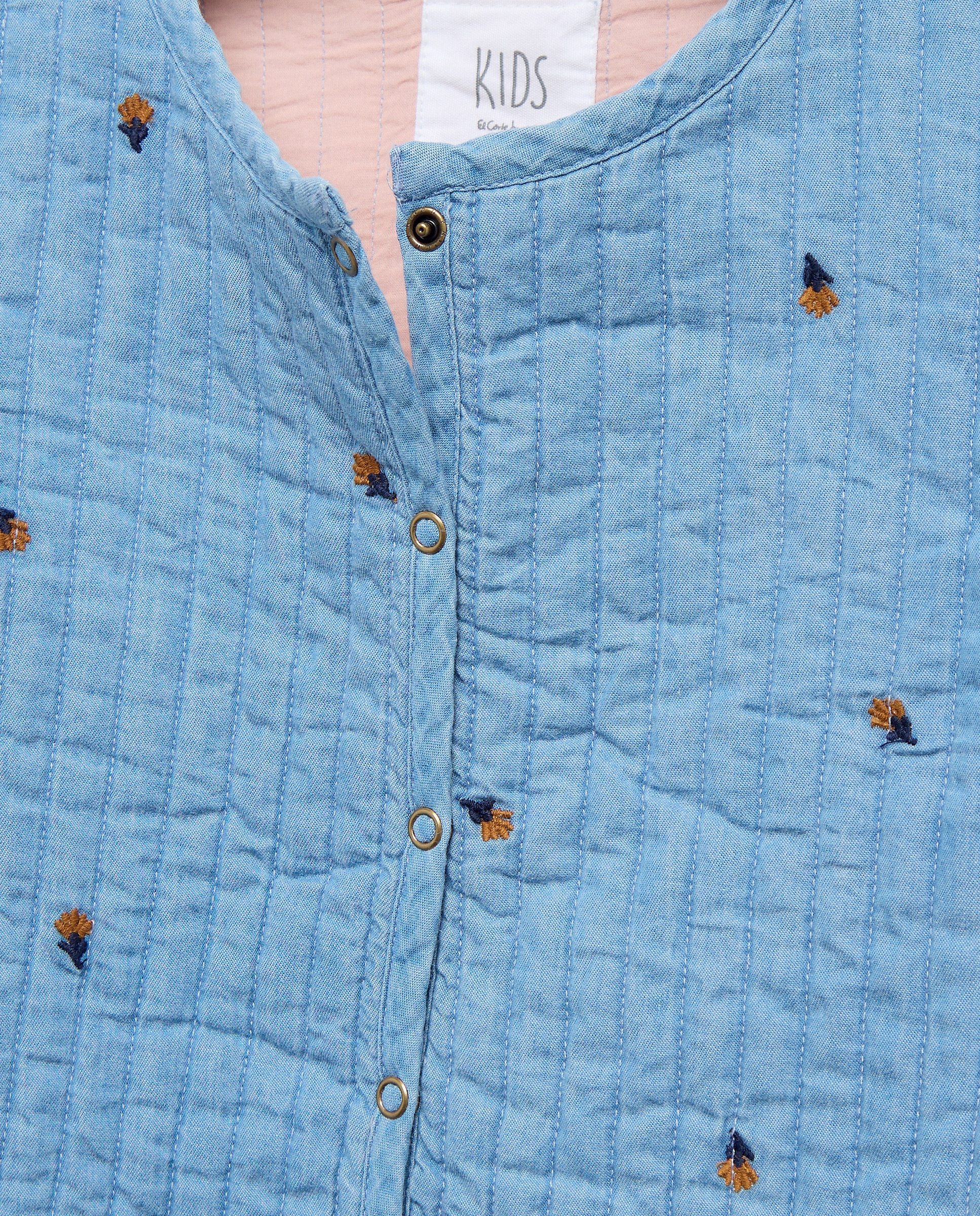 Colete de Algodão Acolchoado com Estampado Bordado Azul-6