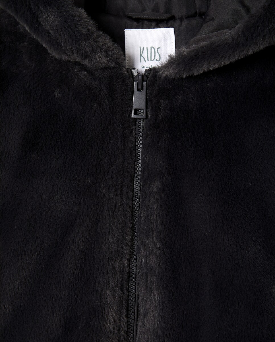 Casacão de Pelo com Capuz 830 Antracite-6