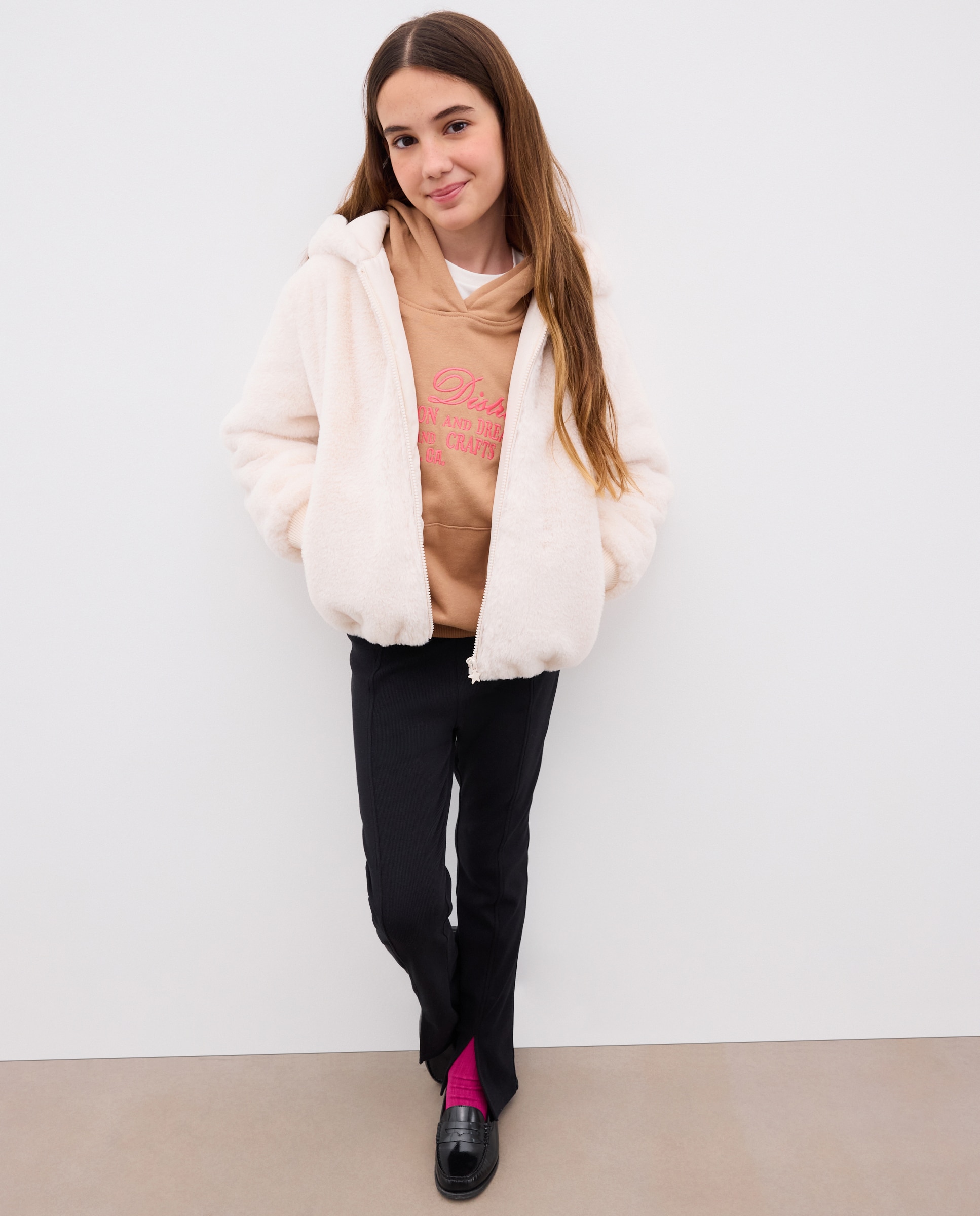 Chaquetón pelo con capucha de niña - Kids El Corte Inglés - 120 Crudo 120 Crudo-1