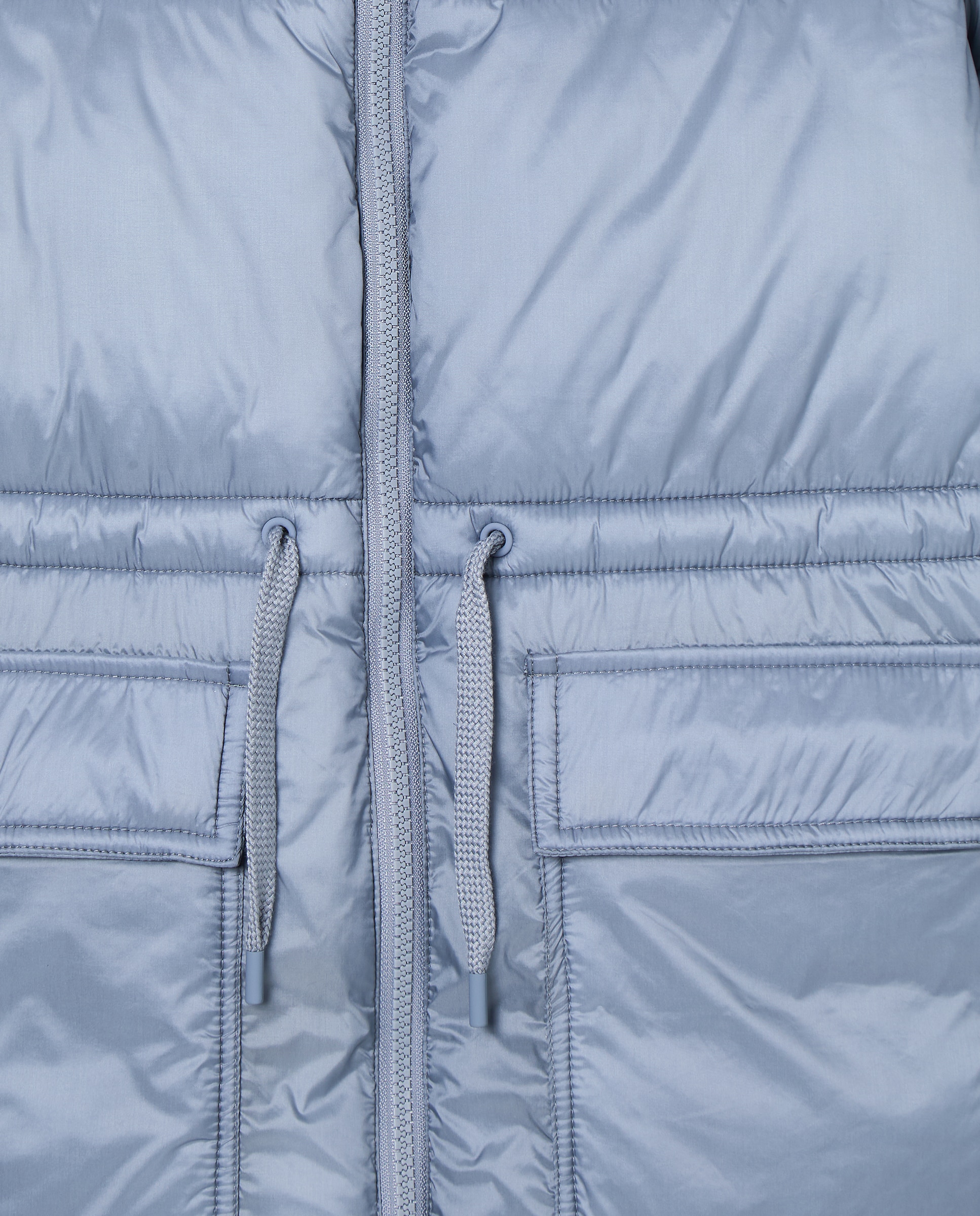 Parka Acolchoada com Dobra na Manga Laminada 410 Azul Claro-5