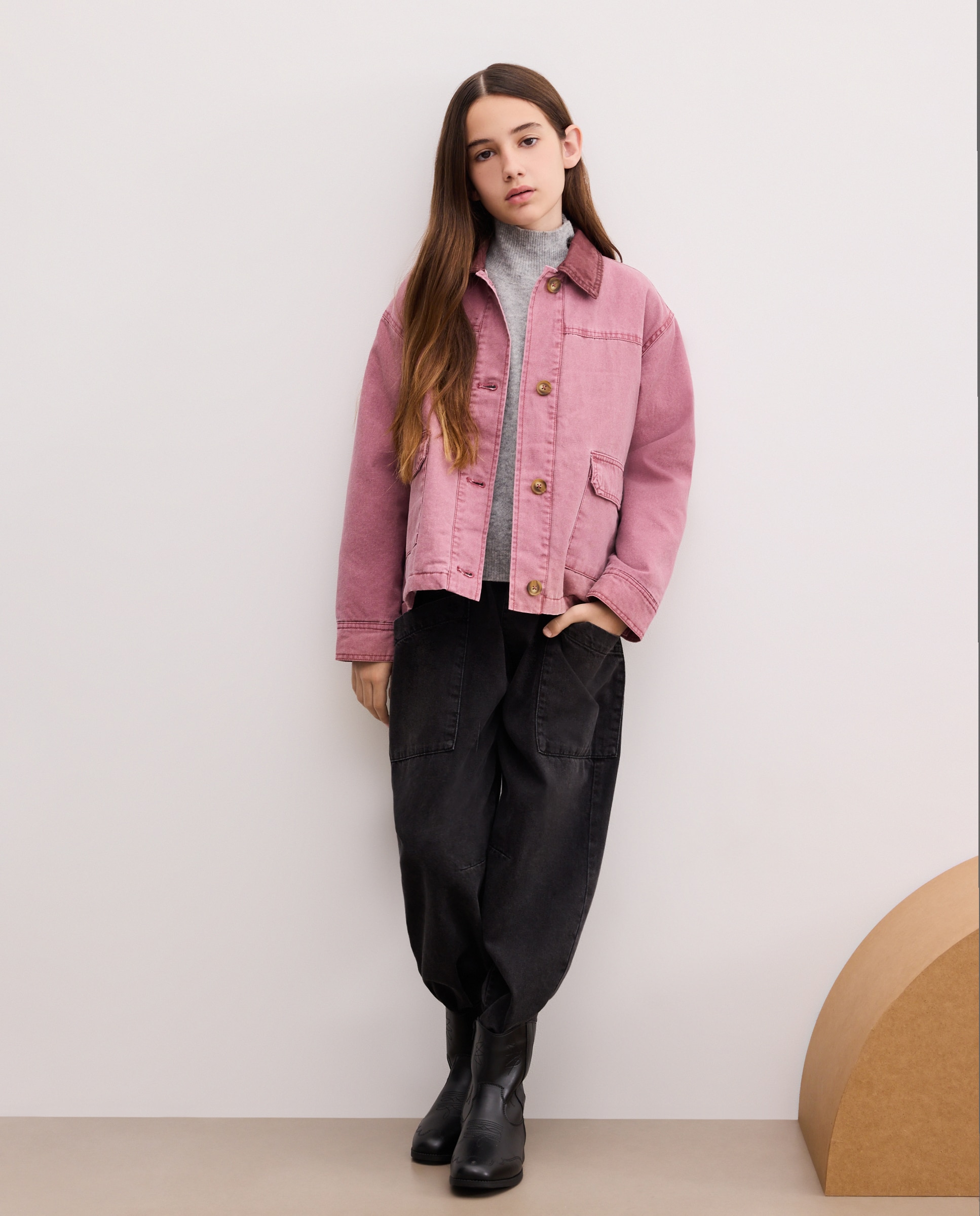 Casaco Oversize de Lona com Gola em Contraste em Bombazina Bordeaux-2