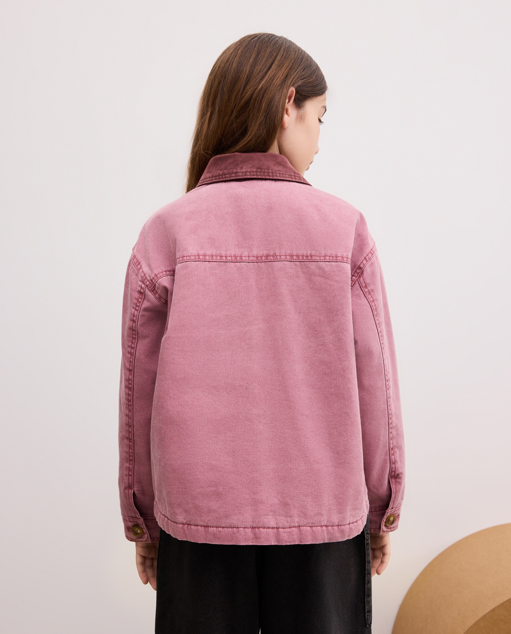 Casaco Oversize de Lona com Gola em Contraste em Bombazina Bordeaux-3