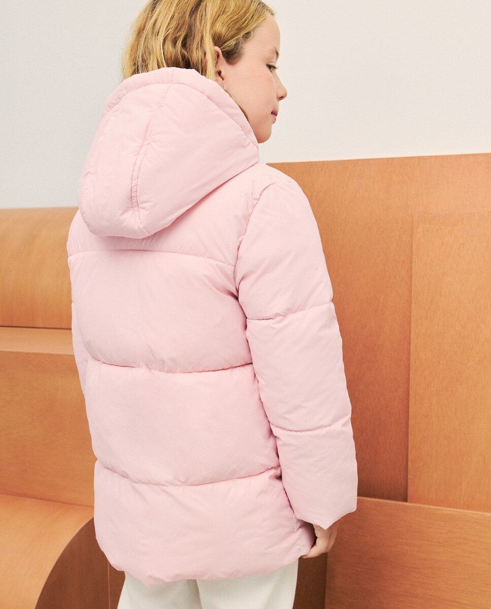 Parka Básica Tipo Blusão Acolchoado Rosa-claro-3