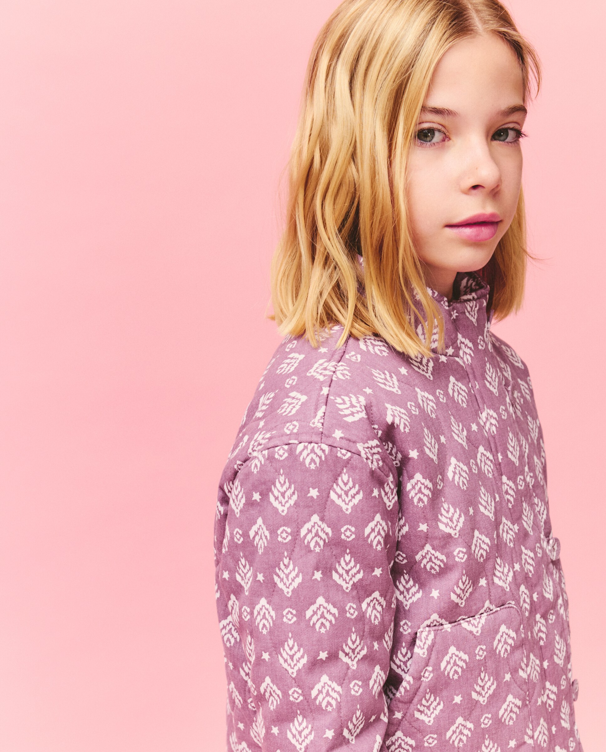 Casaco Acolchoado Quilted aos Losangos Estampado Kids El Corte Inglés Rosa-4
