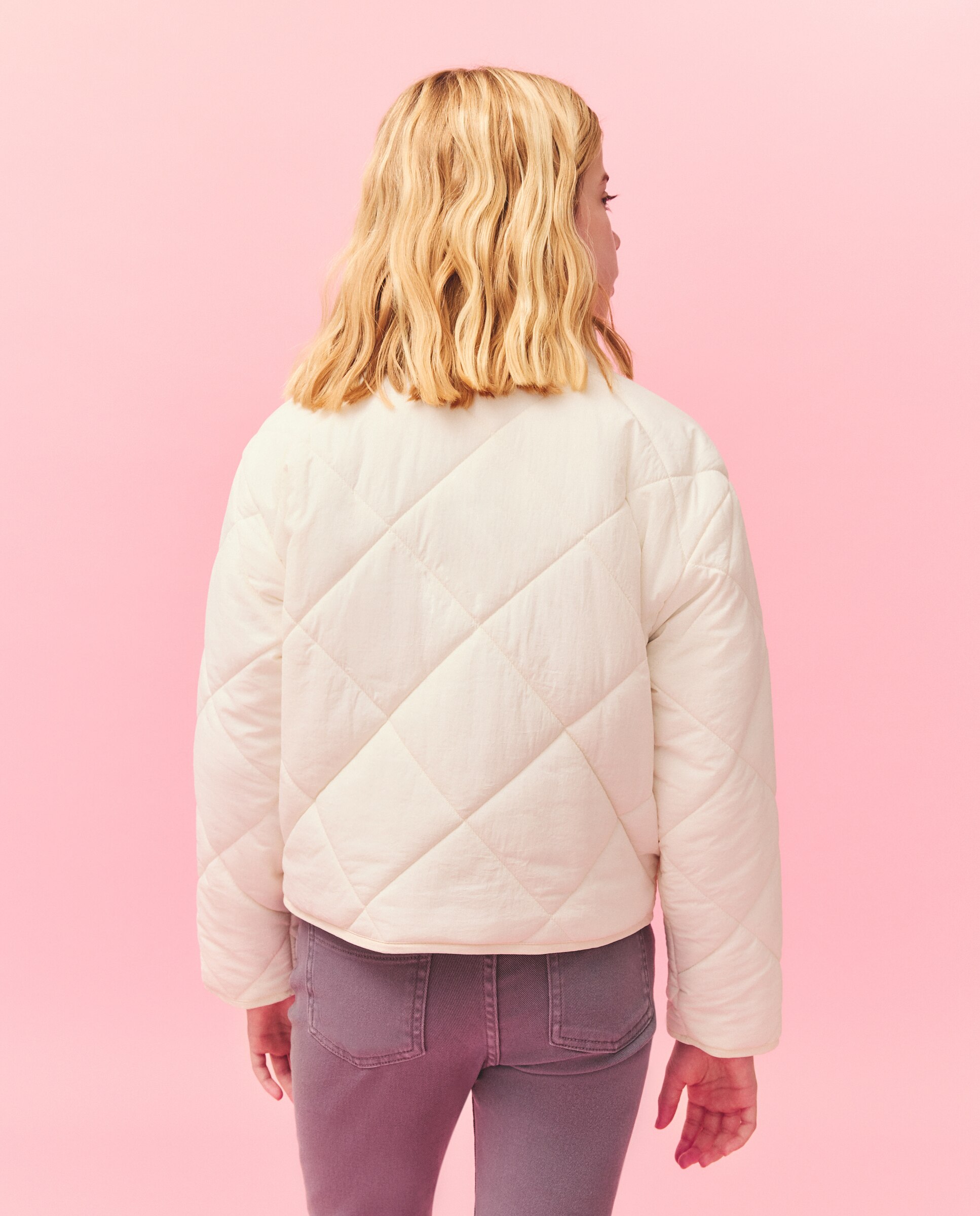 Casaco Acolchoado Quilted aos Losangos Metálico Kids El Corte Inglés 120 Cru-3