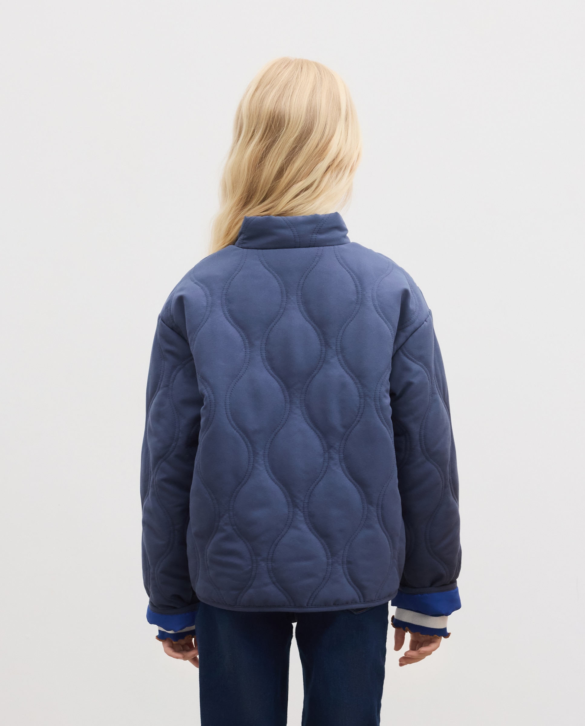 Cazadora fluida acolchada con ondas de niña - Kids El Corte Inglés - Azul marino Azul marino-3