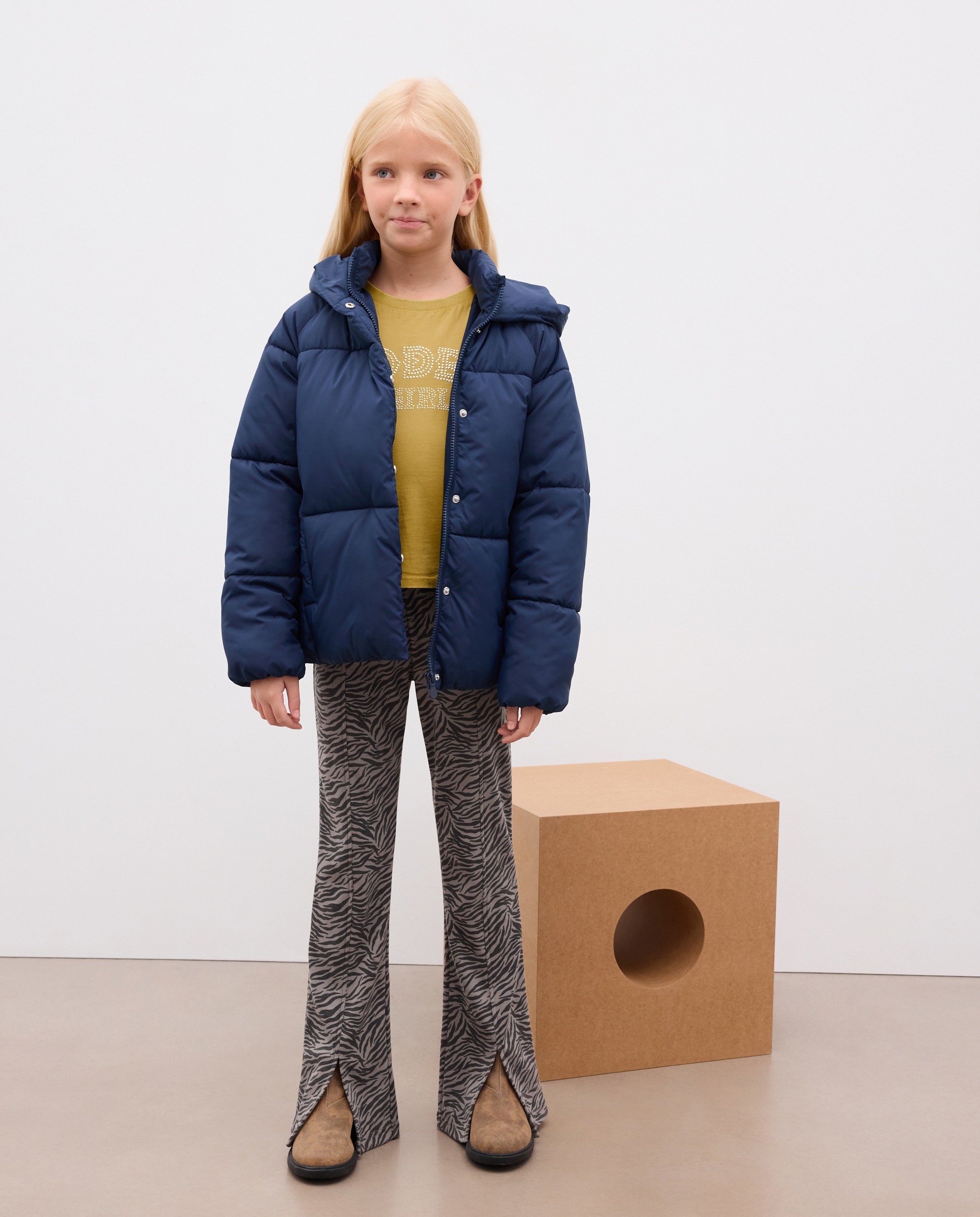 Parka básica lisa tipo plumifero de niña - Kids El Corte Inglés - Azul marino Azul marino-1