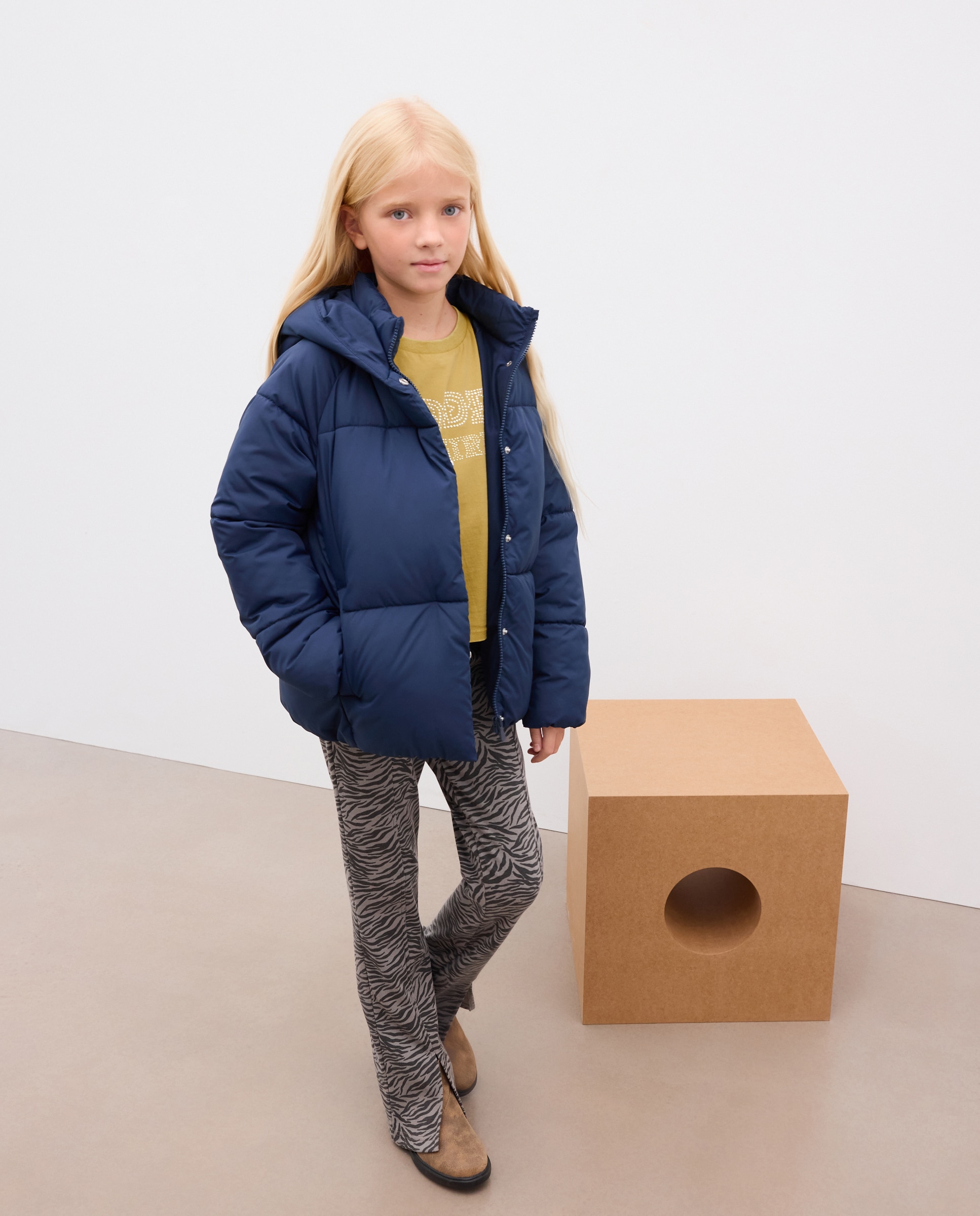 Parka básica lisa tipo plumifero de niña - Kids El Corte Inglés - Azul marino Azul marino-2