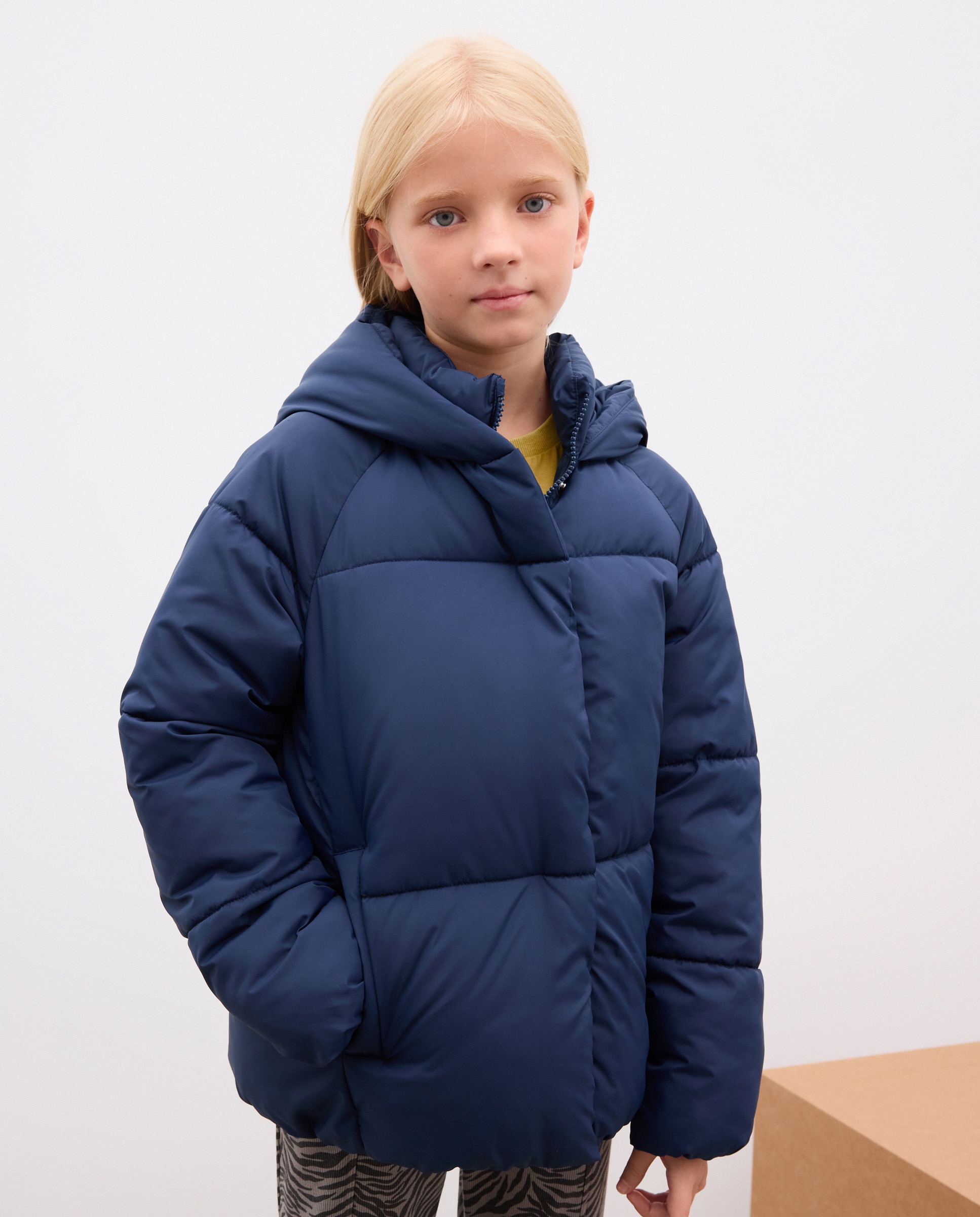 Parka básica lisa tipo plumifero de niña - Kids El Corte Inglés - Azul marino Azul marino-3