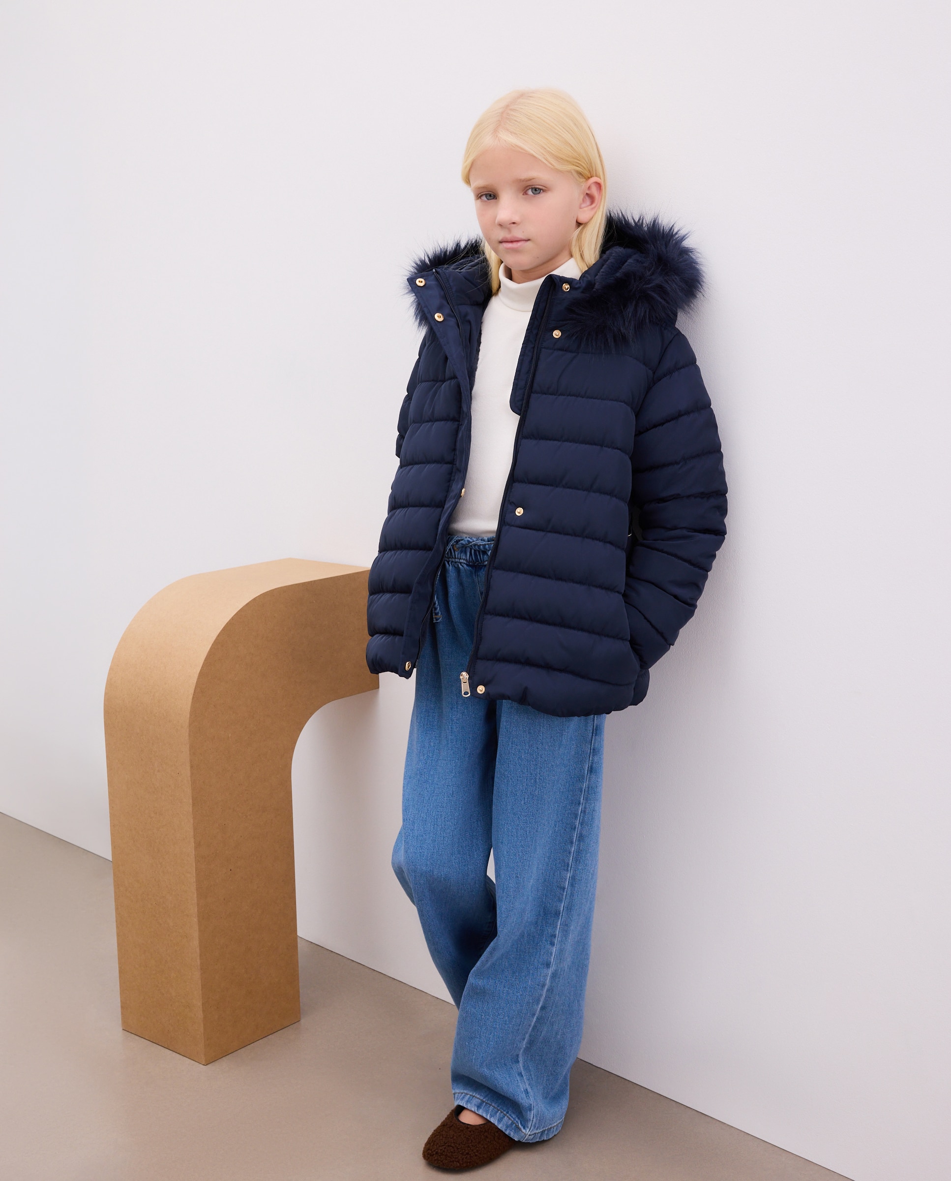 Imagen 1 de Parka corta lisa de niña - Kids El Corte Inglés - Azul marino Azul marino
