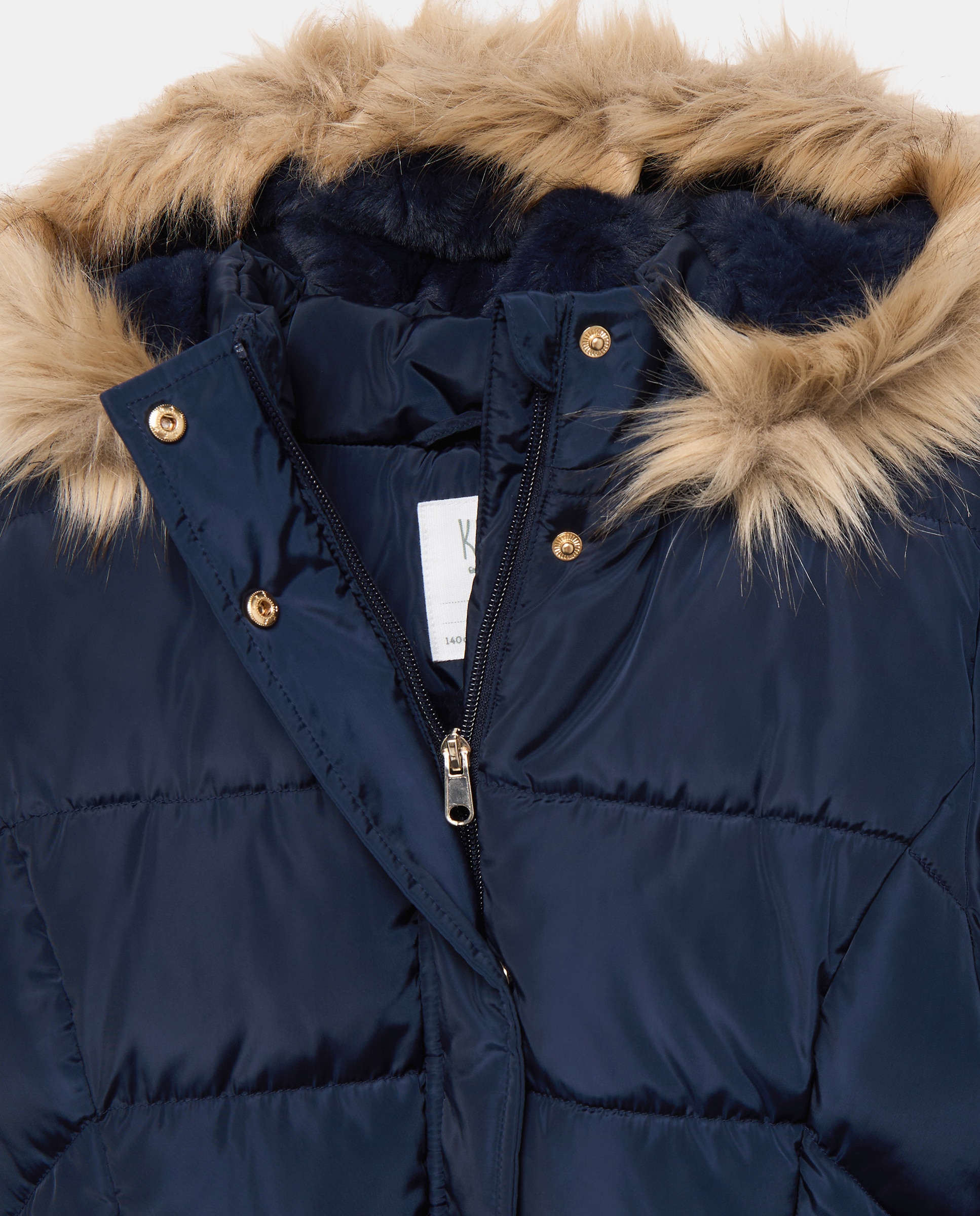 Imagen 5 de Parka larga lisa con cinturón de niña - Kids El Corte Inglés - Azul marino Azul marino