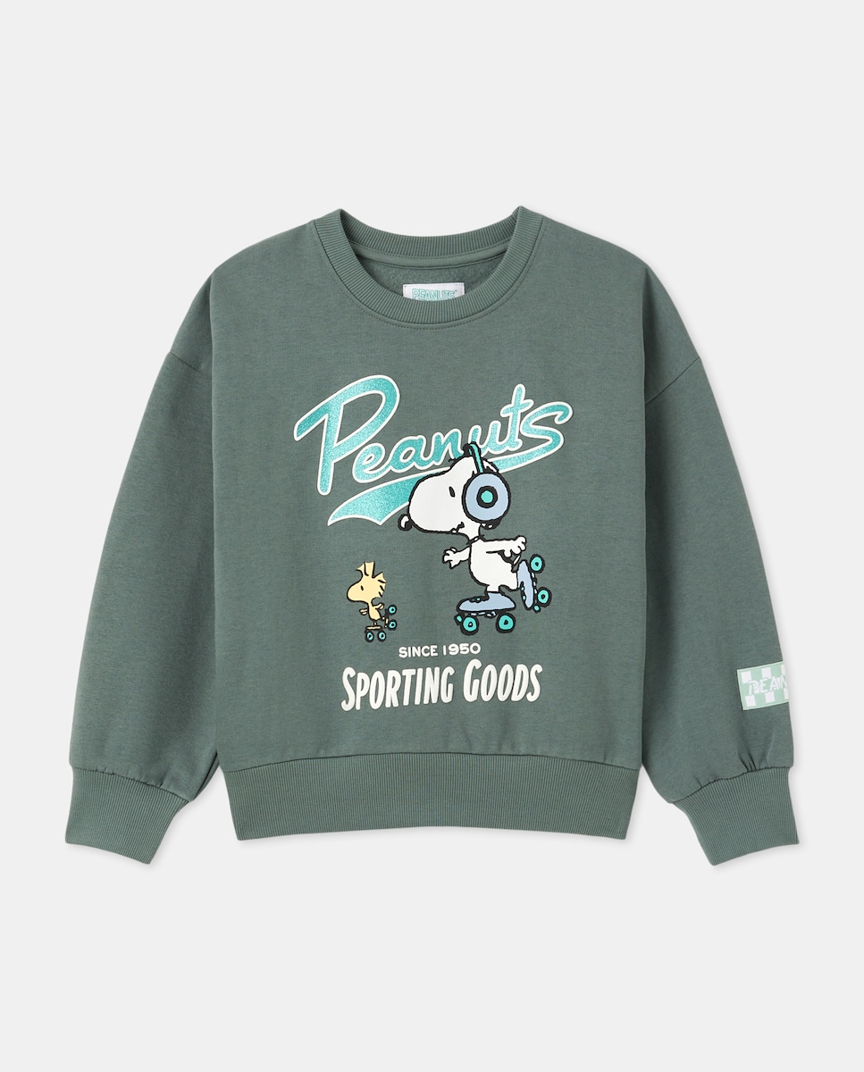 Sweatshirt com Detalhe Snoopy Verde-4