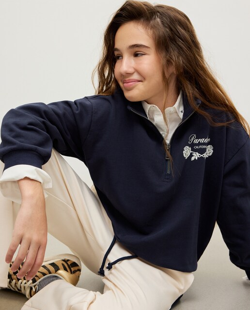 Imagem 0 de Sweatshirt com Meio Fecho de Correr Posicional nas Costas