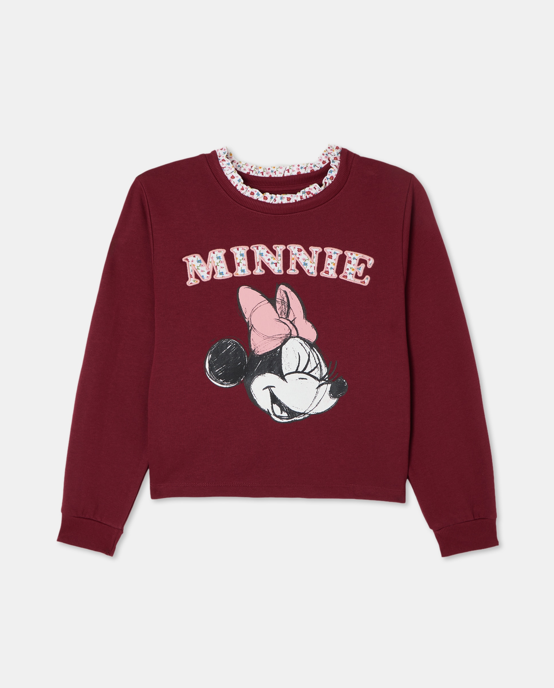 Sweatshirt com Decote Redondo e Detalhe da Minnie Bordeaux-4