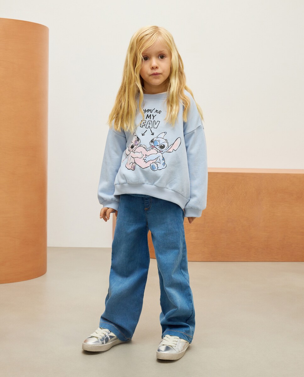 Sweatshirt com Decote Redondo e Detalhe Stitch 400 Azul-2