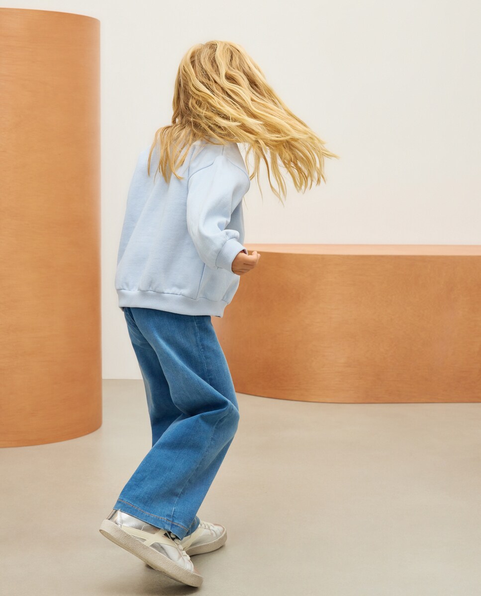 Sweatshirt com Decote Redondo e Detalhe Stitch 400 Azul-3