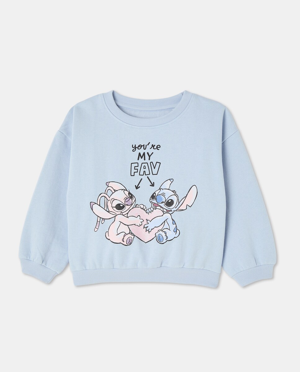 Sweatshirt com Decote Redondo e Detalhe Stitch 400 Azul-4