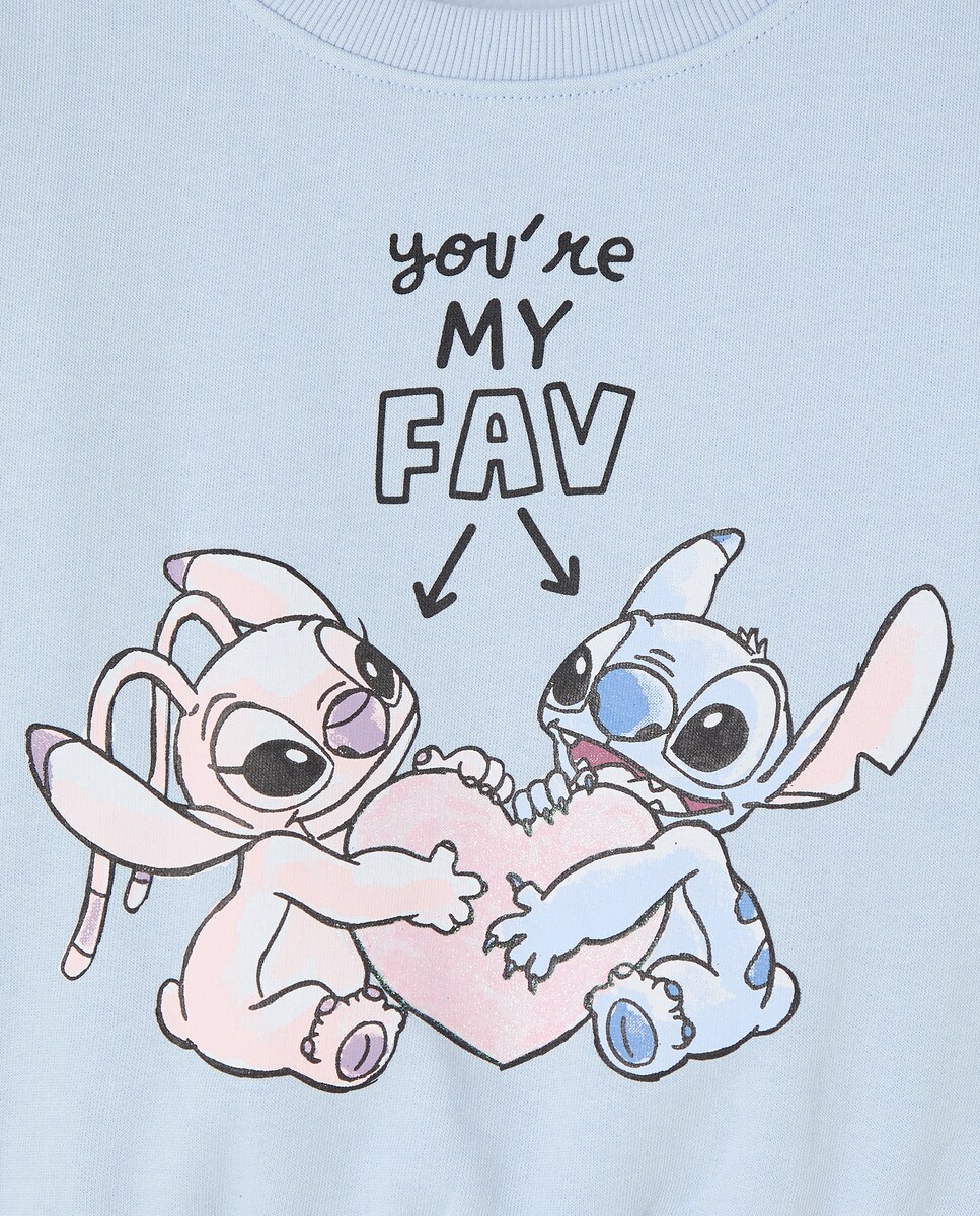 Sweatshirt com Decote Redondo e Detalhe Stitch 400 Azul-5