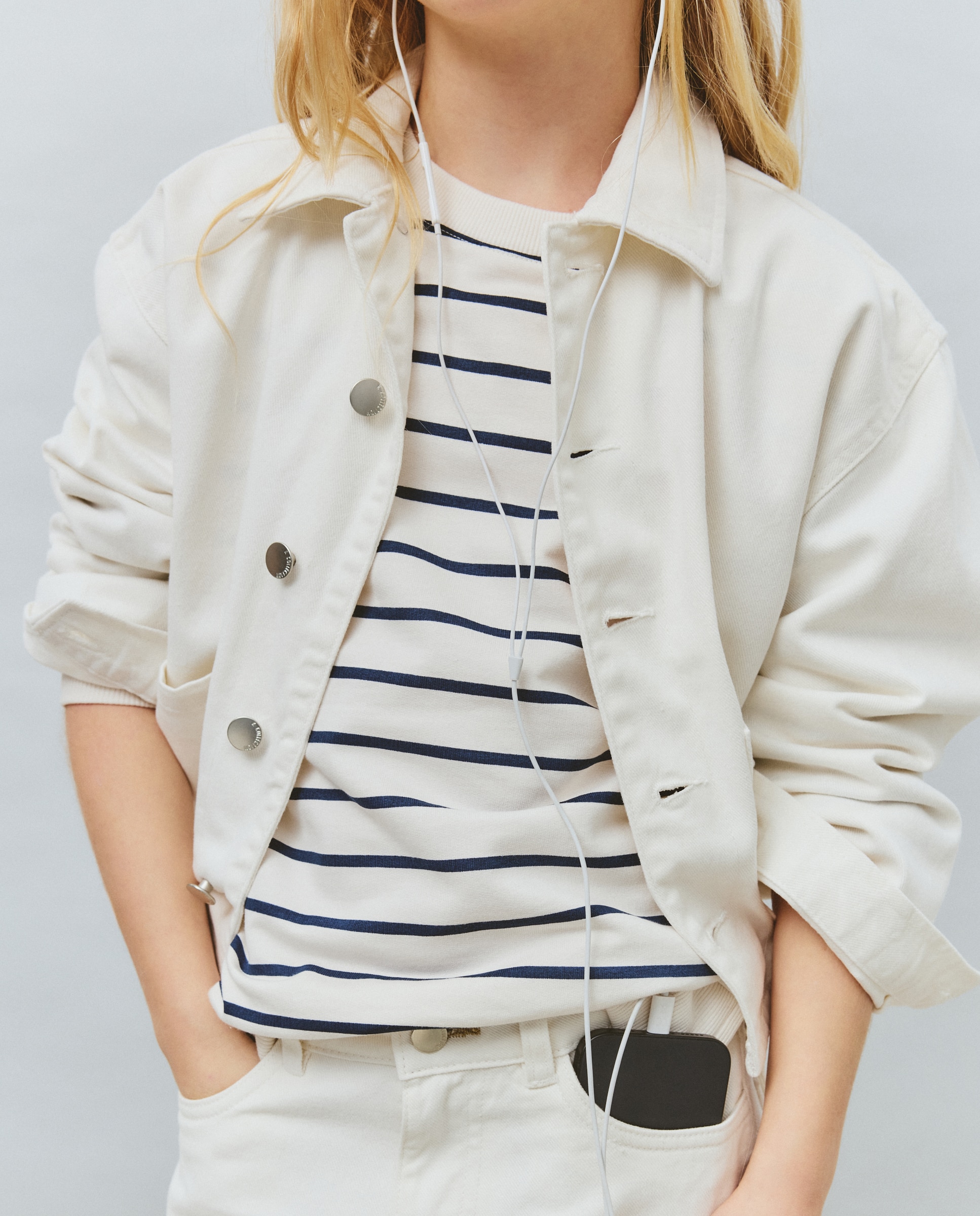 Imagem 0 de Sweatshirt às Riscas de Felpa Jacquard com Decote Redondo e Bordado Lateral
