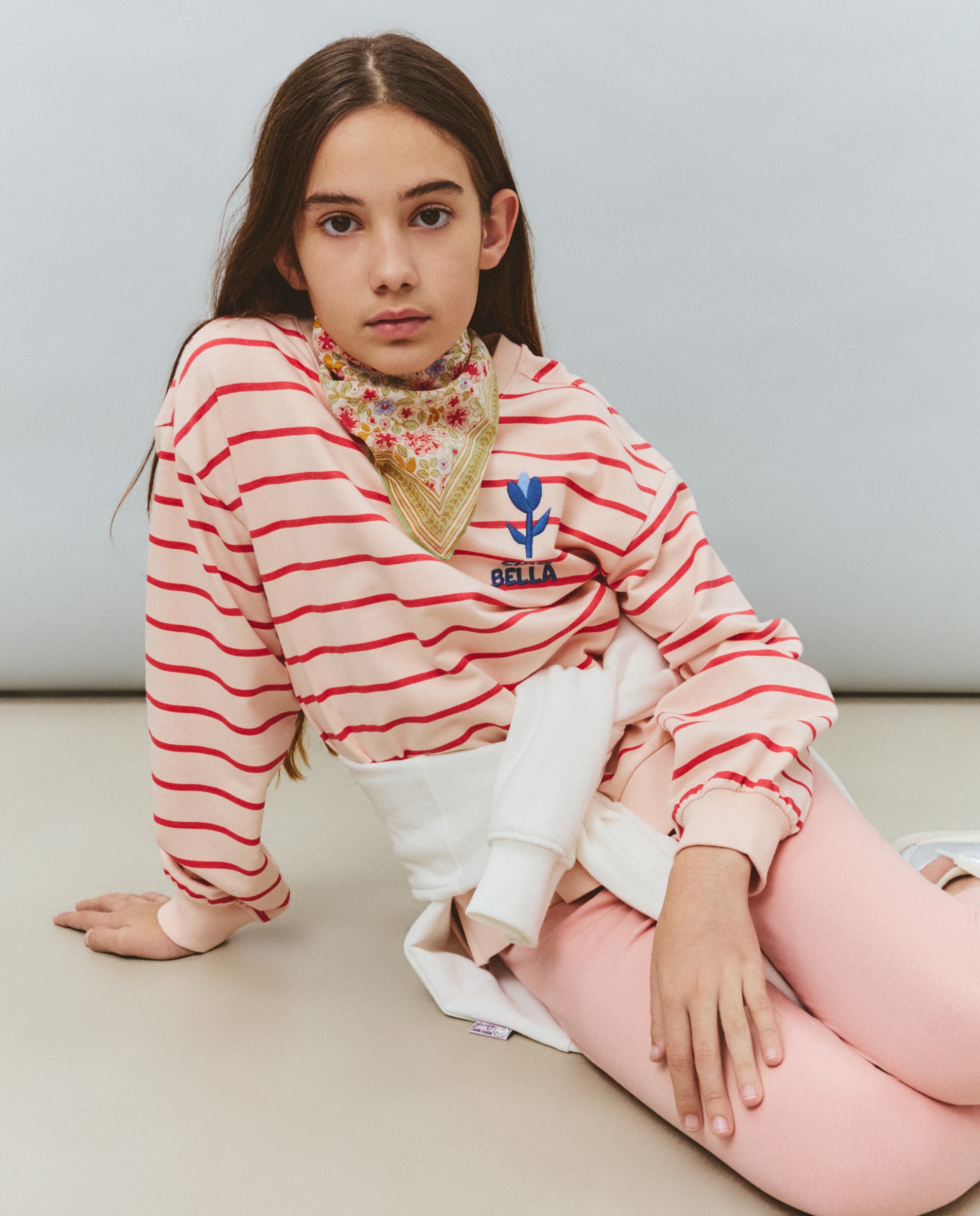 Sweatshirt às Riscas de Felpa Jacquard com Decote Redondo e Bordado Lateral Kids El Corte Inglés Vermelho-2