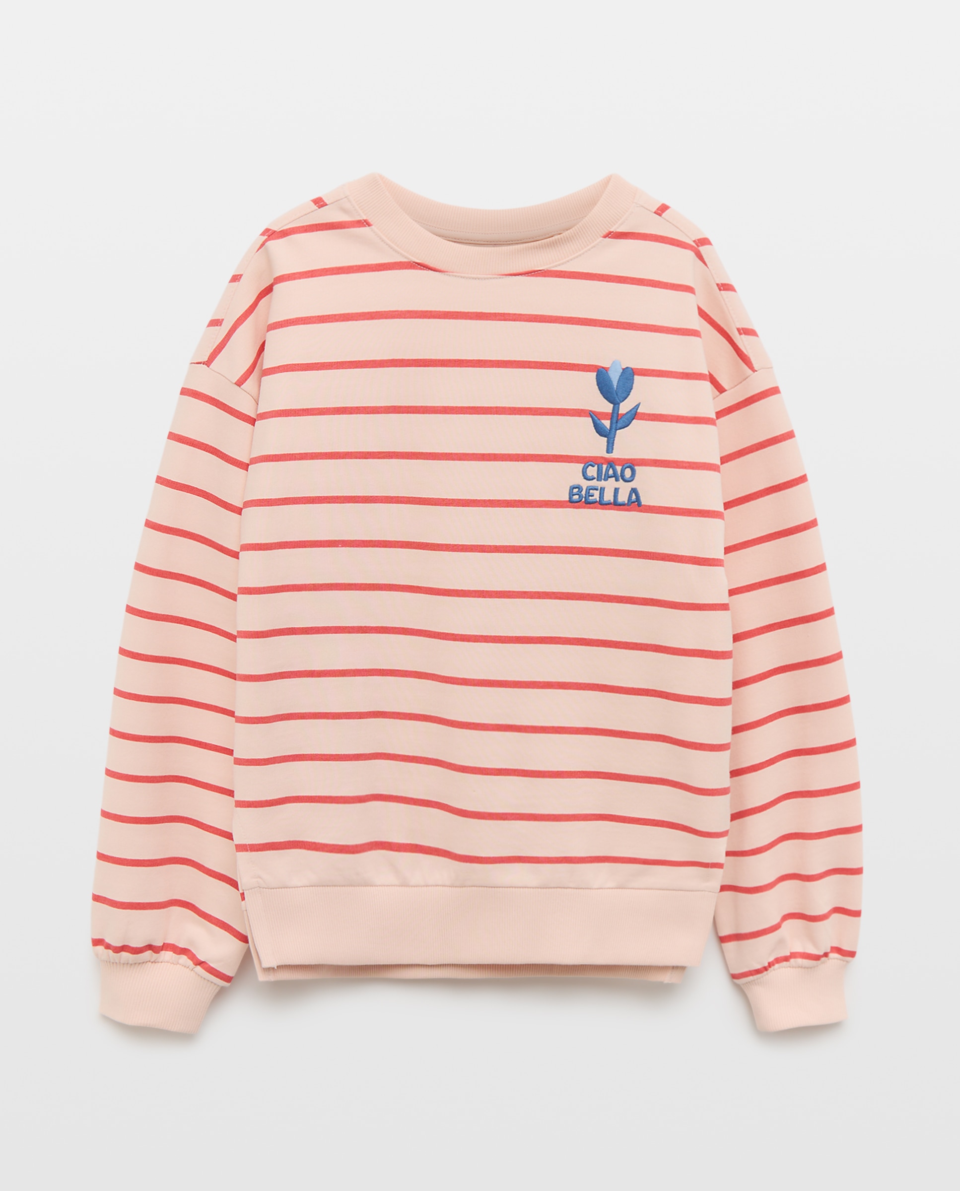 Sweatshirt às Riscas de Felpa Jacquard com Decote Redondo e Bordado Lateral Kids El Corte Inglés Vermelho-4