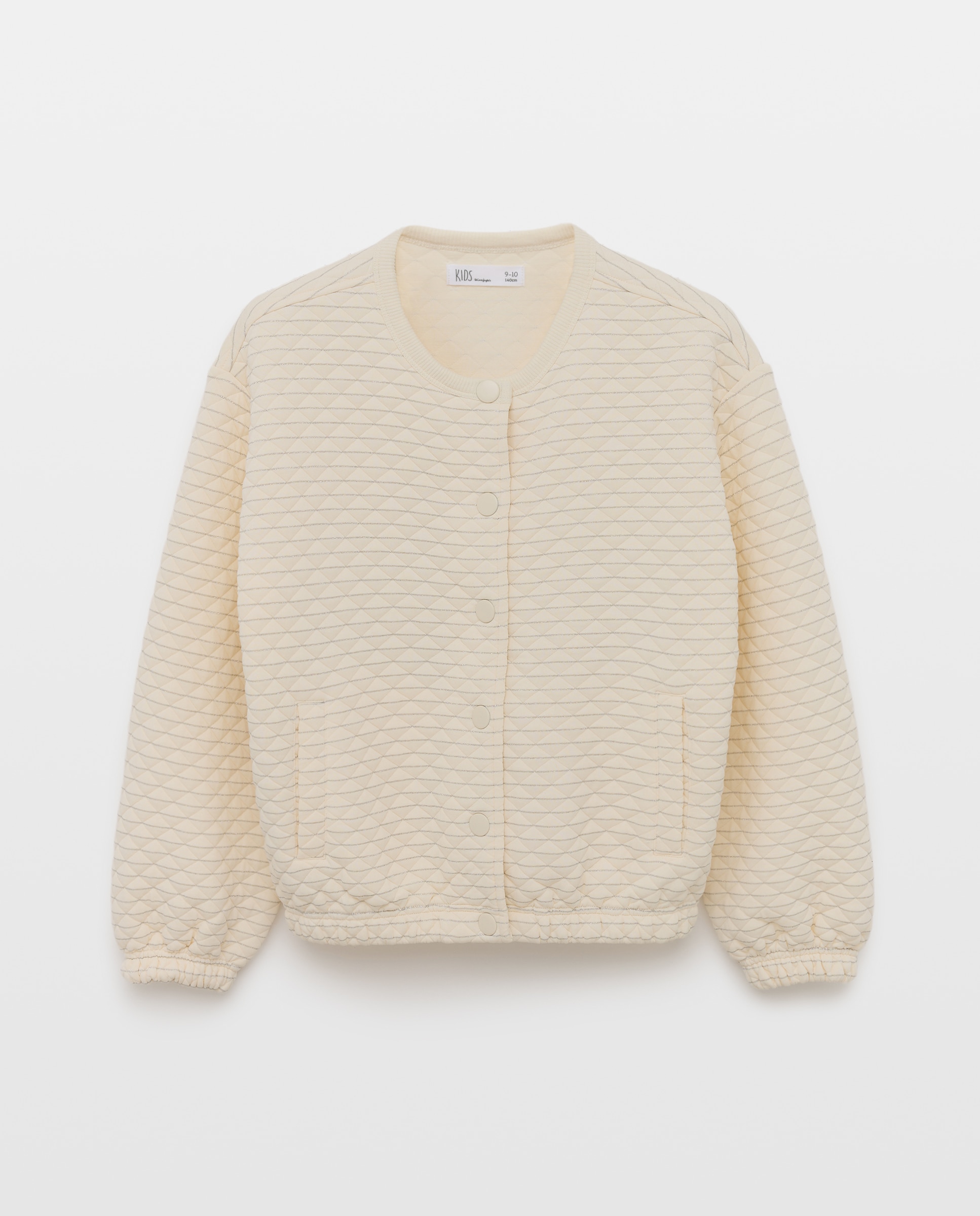 Sweatshirt Tipo Blusão Acolchoado com Risca de Fio Metalizado Branco-4