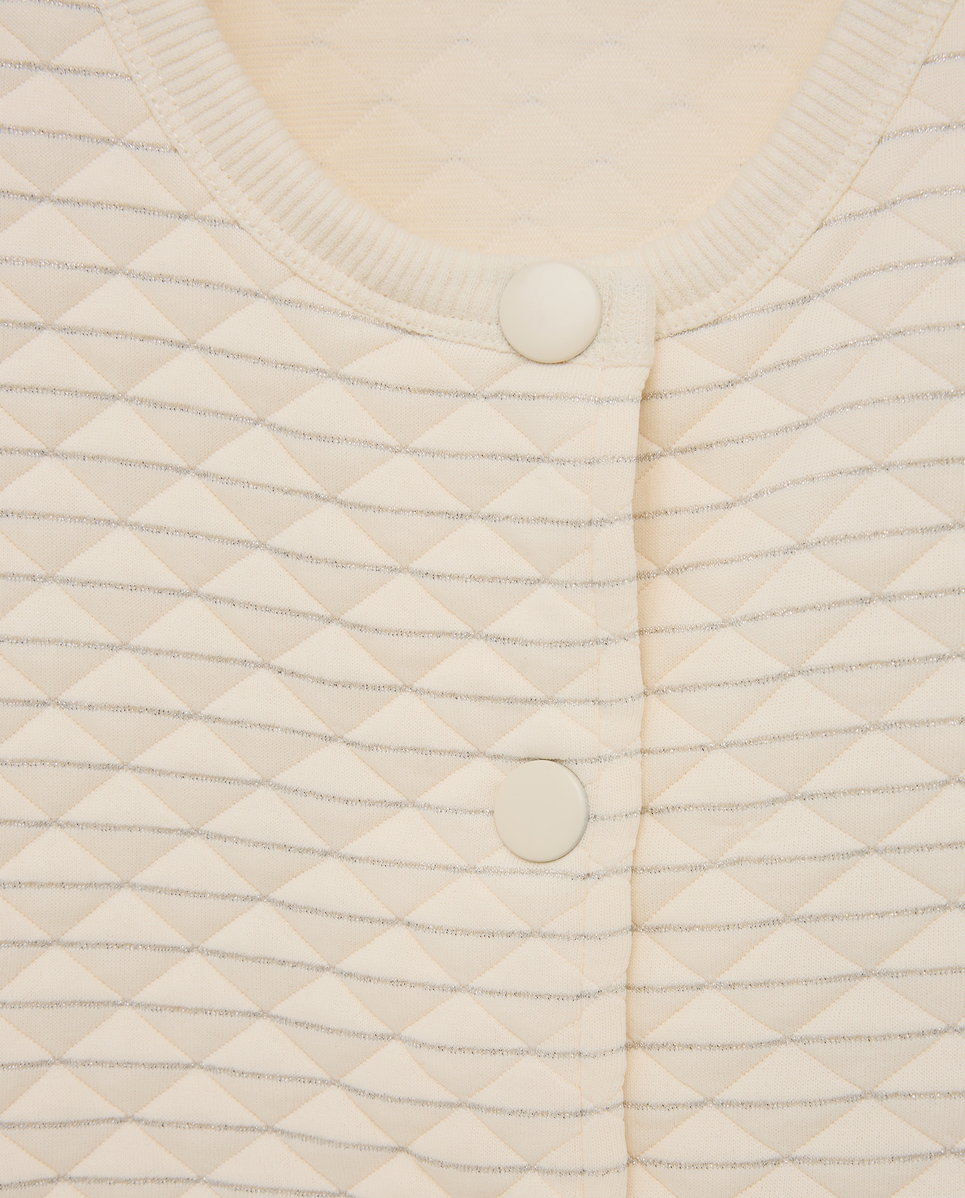 Sweatshirt Tipo Blusão Acolchoado com Risca de Fio Metalizado Branco-5