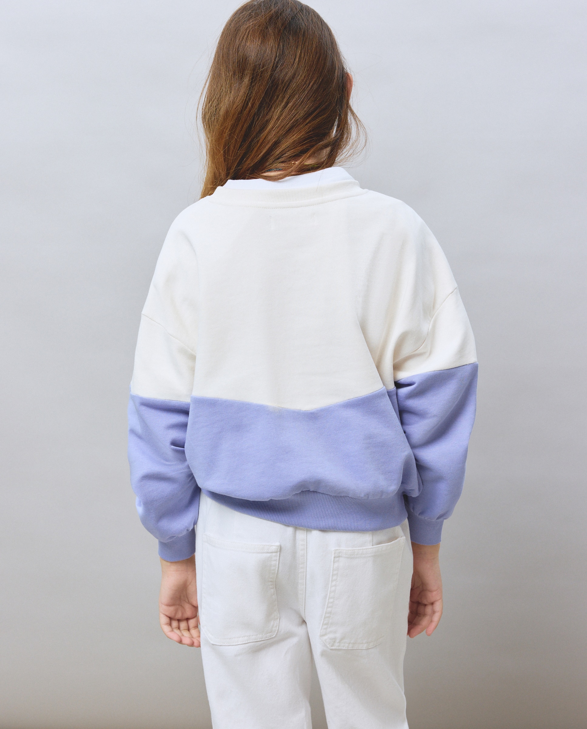 Sweatshirt com Estampado Color Block e Estampado à Frente Multicolor-3