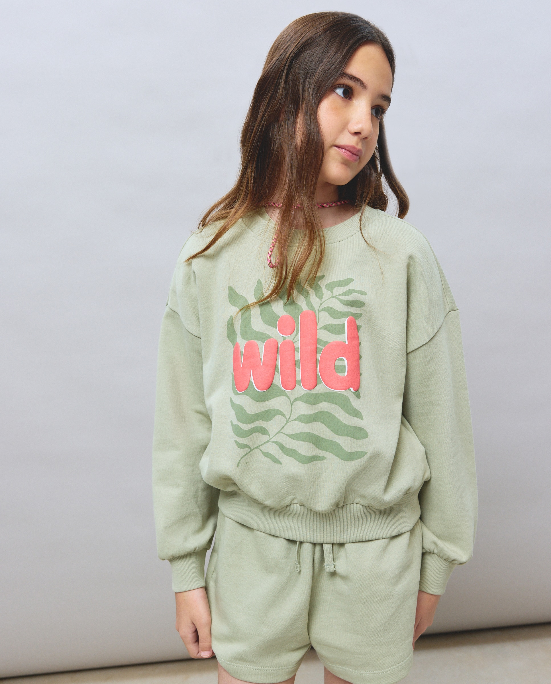Sweatshirt Fechada sem Capuz Verde-2