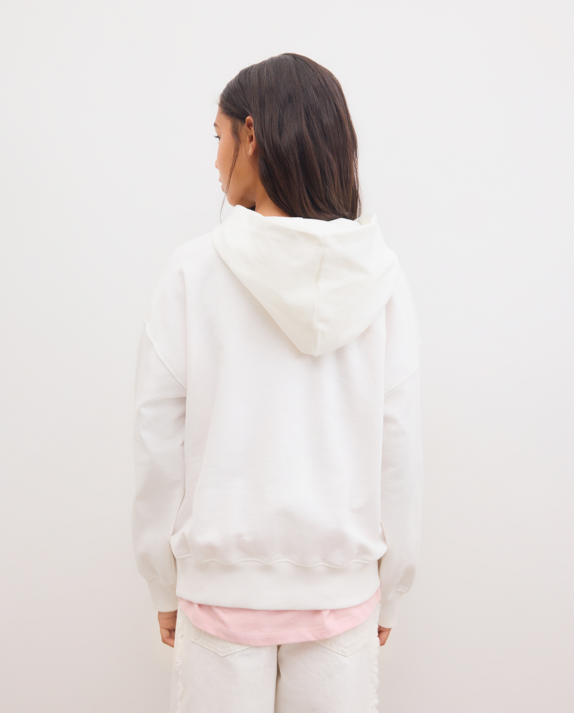 Sweatshirt com Capuz e Estampado Posicional de Fantasia Lilo&Stitch Branco-3