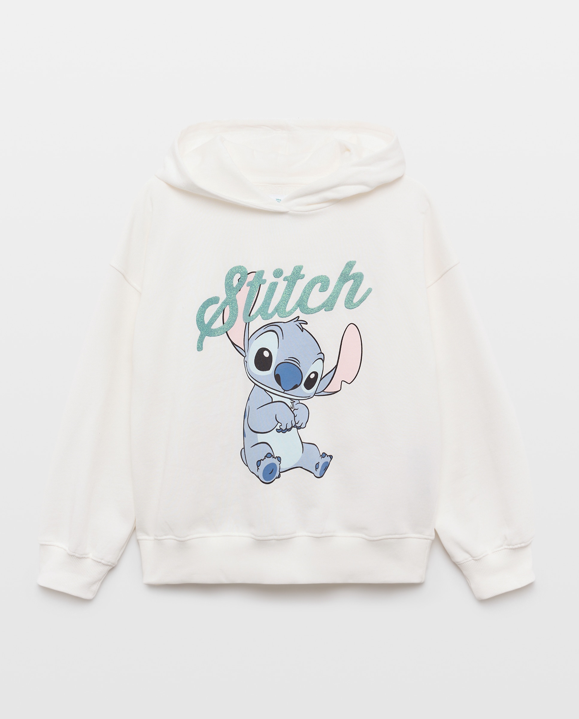 Sweatshirt com Capuz e Estampado Posicional de Fantasia Lilo&Stitch Branco-4