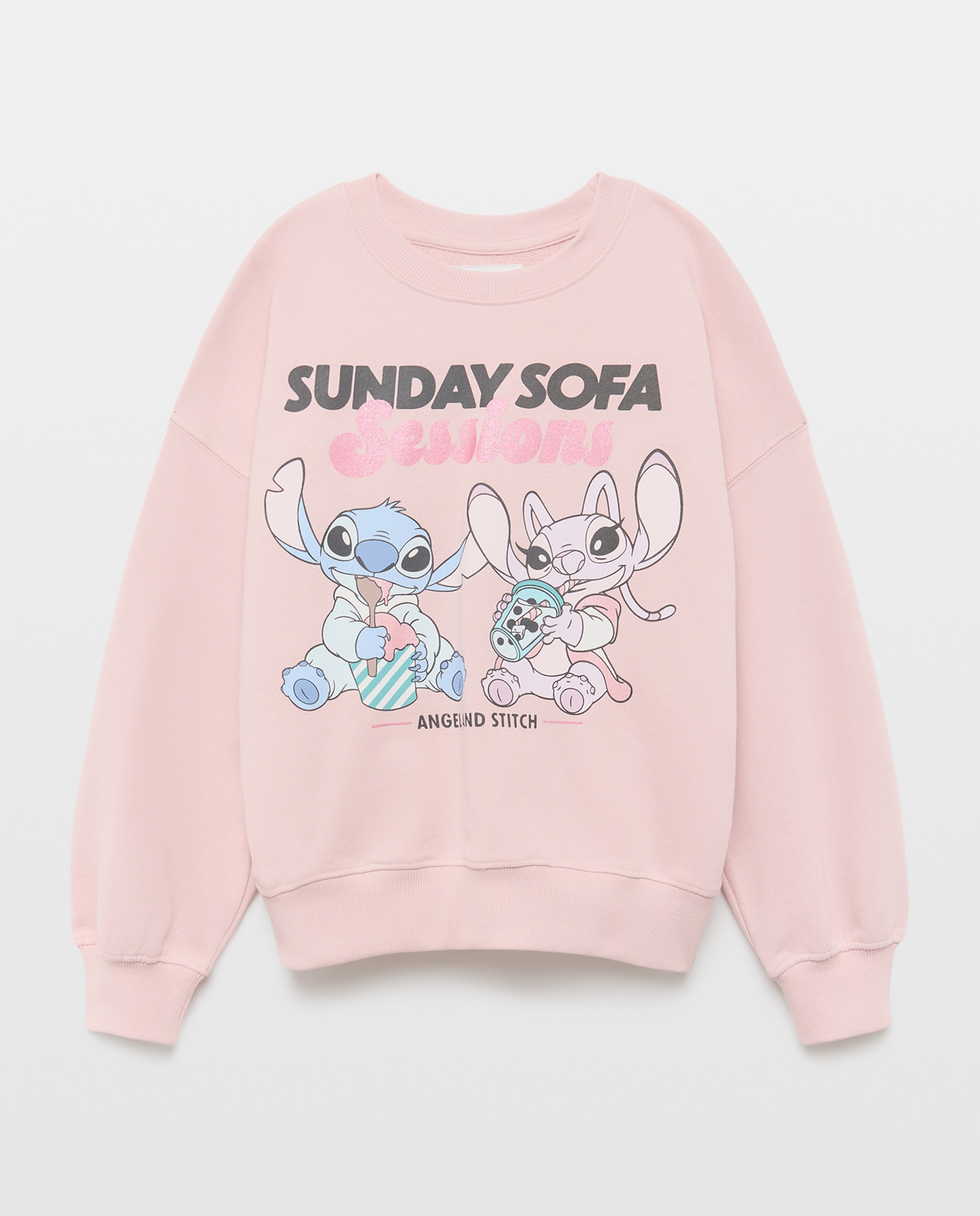 Sudadera de niña cuello caja estampado posicional STITCH&ANGEL con foil - Kids El Corte Inglés - Rosa Rosa-4