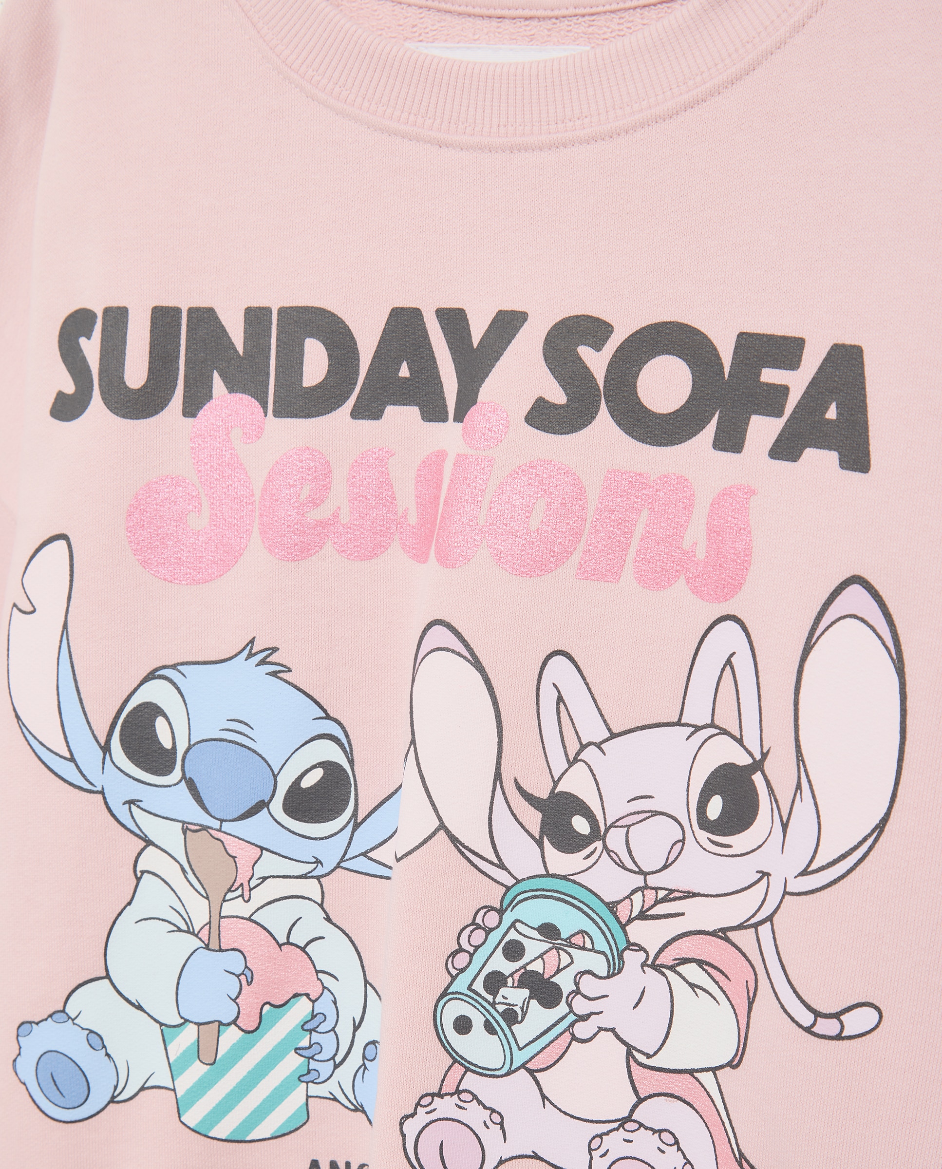 Sudadera de niña cuello caja estampado posicional STITCH&ANGEL con foil - Kids El Corte Inglés - Rosa Rosa-5