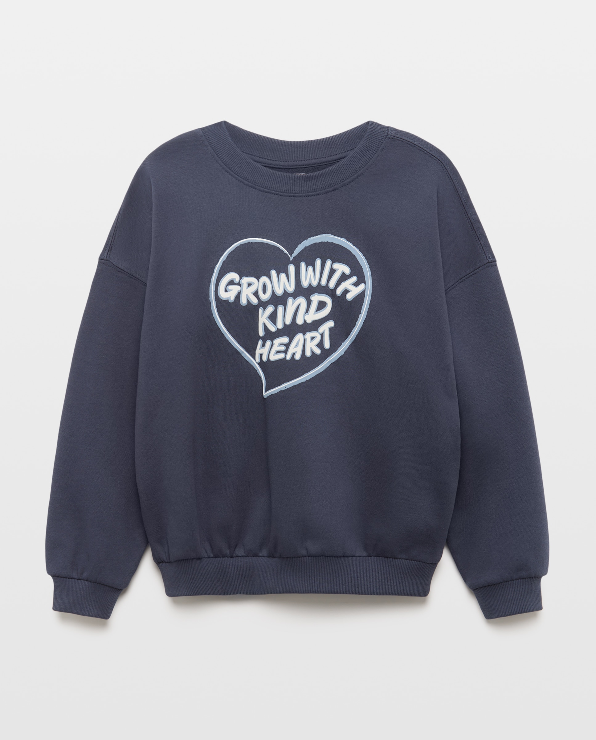 Sudadera felpa cuello caja básica con posicional puff print "corazón" de niña - Kids El Corte Inglés - Azul marino Azul marino-4