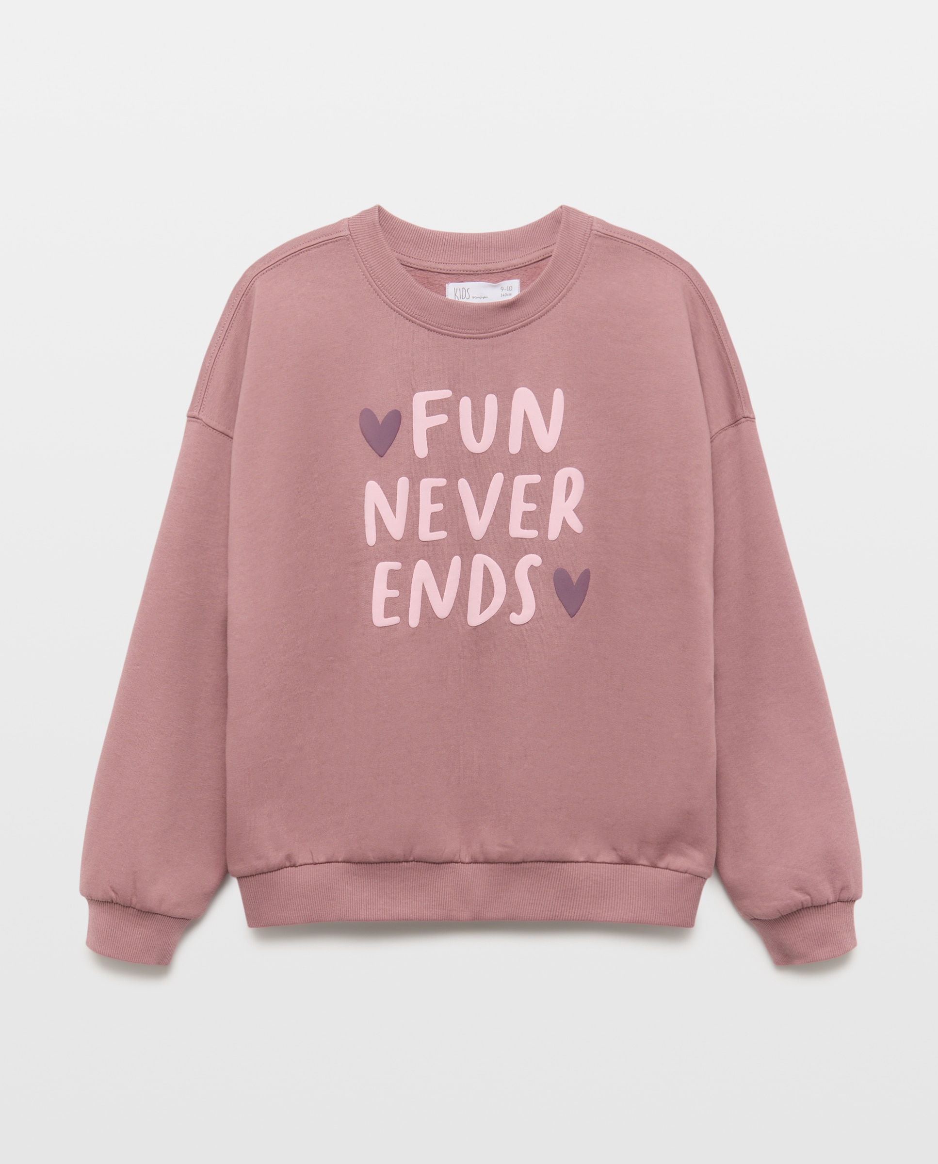 Sudadera felpa cuello caja básica con posicional puff print "corazón" de niña - Kids El Corte Inglés - 291 Berenjena 291 Berenjena-4