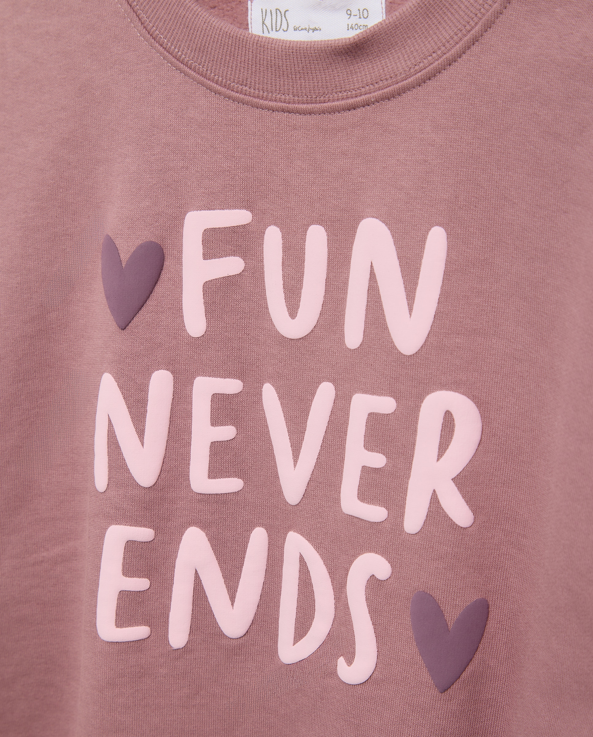 Sudadera felpa cuello caja básica con posicional puff print "corazón" de niña - Kids El Corte Inglés - 291 Berenjena 291 Berenjena-5