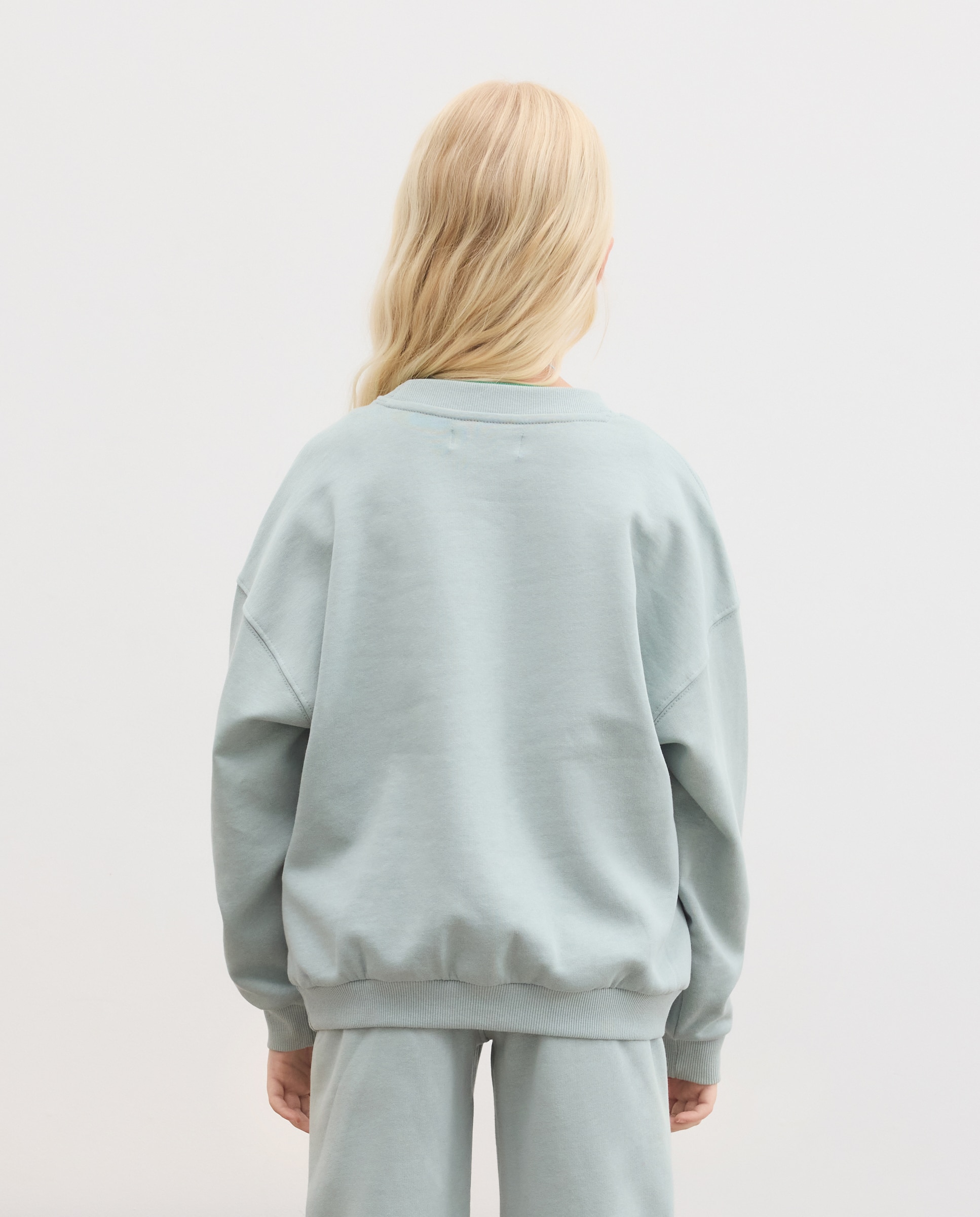 Sudadera felpa cuello caja básica con posicional puff print "corazón" de niña - Kids El Corte Inglés - Verde Verde-3