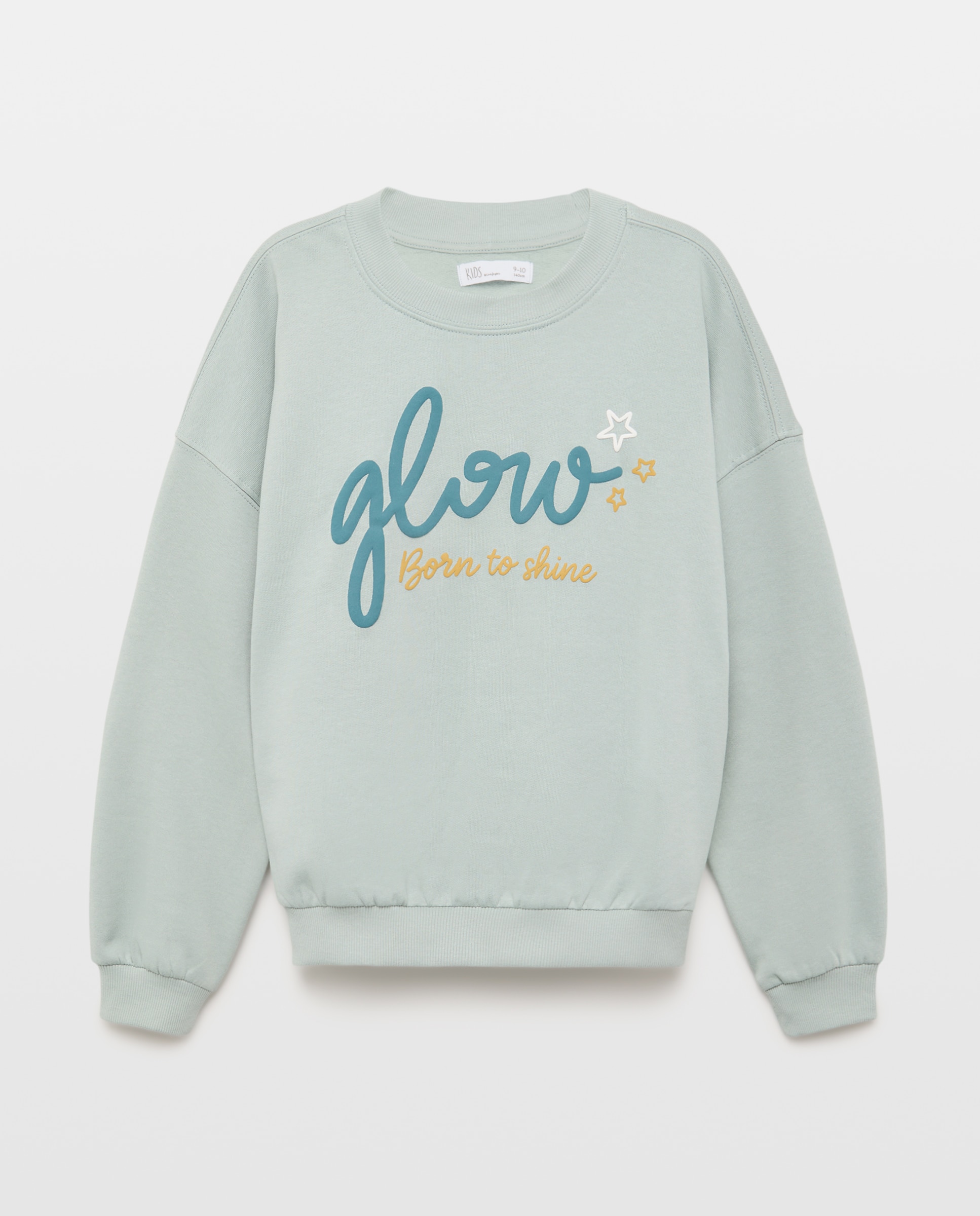 Sudadera felpa cuello caja básica con posicional puff print "corazón" de niña - Kids El Corte Inglés - Verde Verde-4