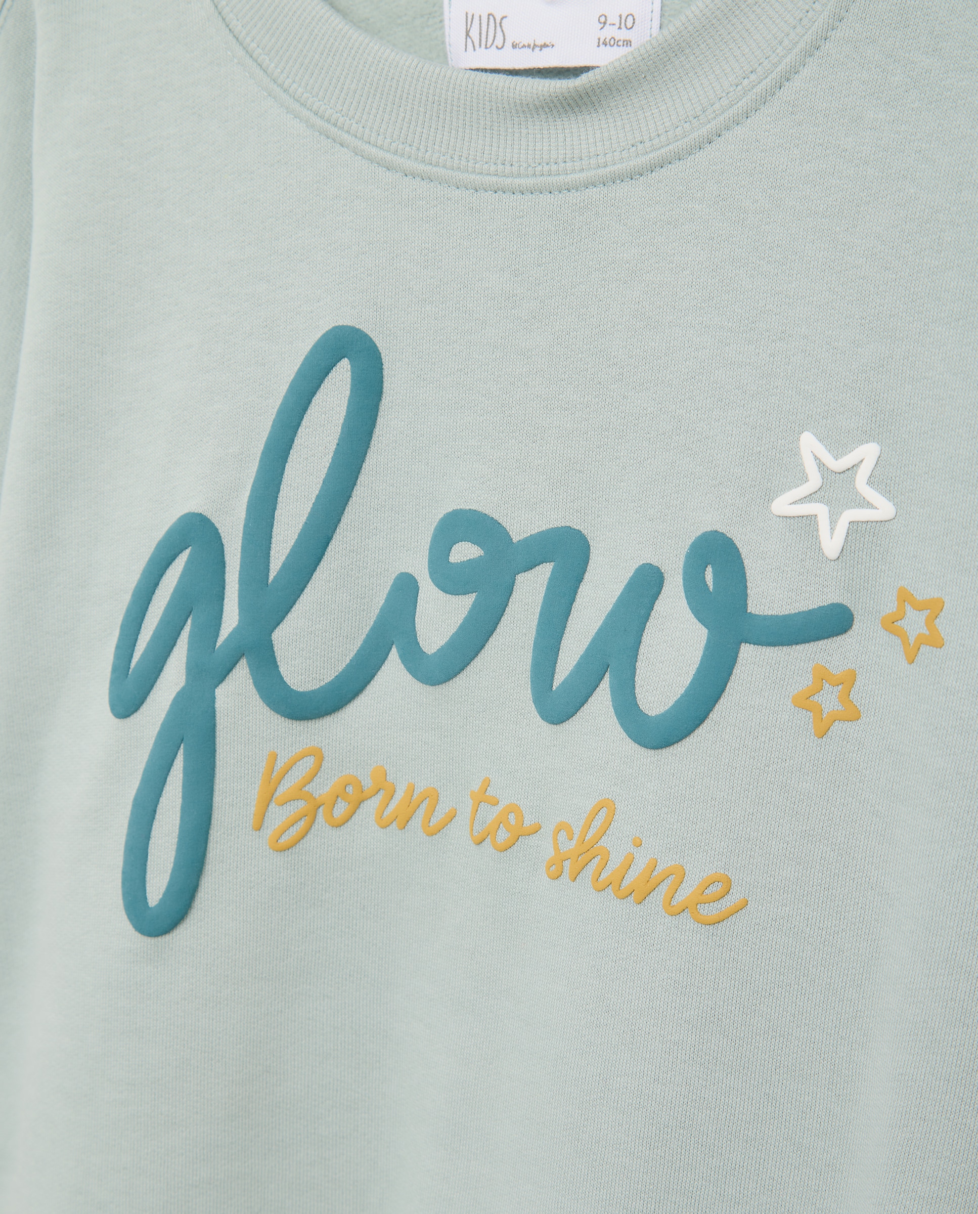 Sudadera felpa cuello caja básica con posicional puff print "corazón" de niña - Kids El Corte Inglés - Verde Verde-5