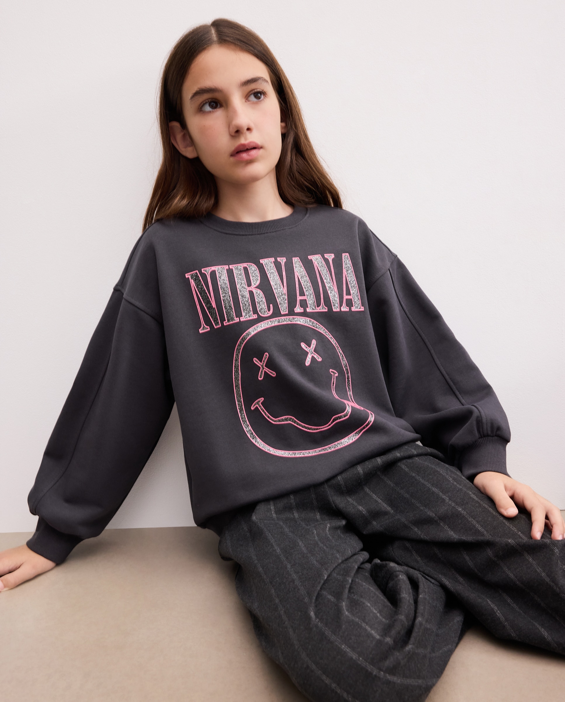 Imagem 0 de Sweatshirt de Decote Redondo com Estampado NIRVANA com Glitter