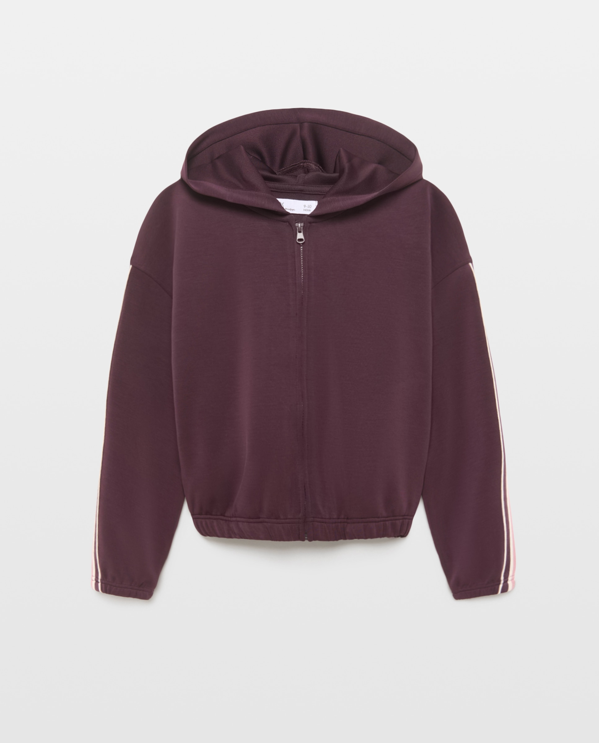 Sudadera modal abierta con capucha y detalle en mangas de niña - Kids El Corte Inglés - Burdeos Burdeos-4