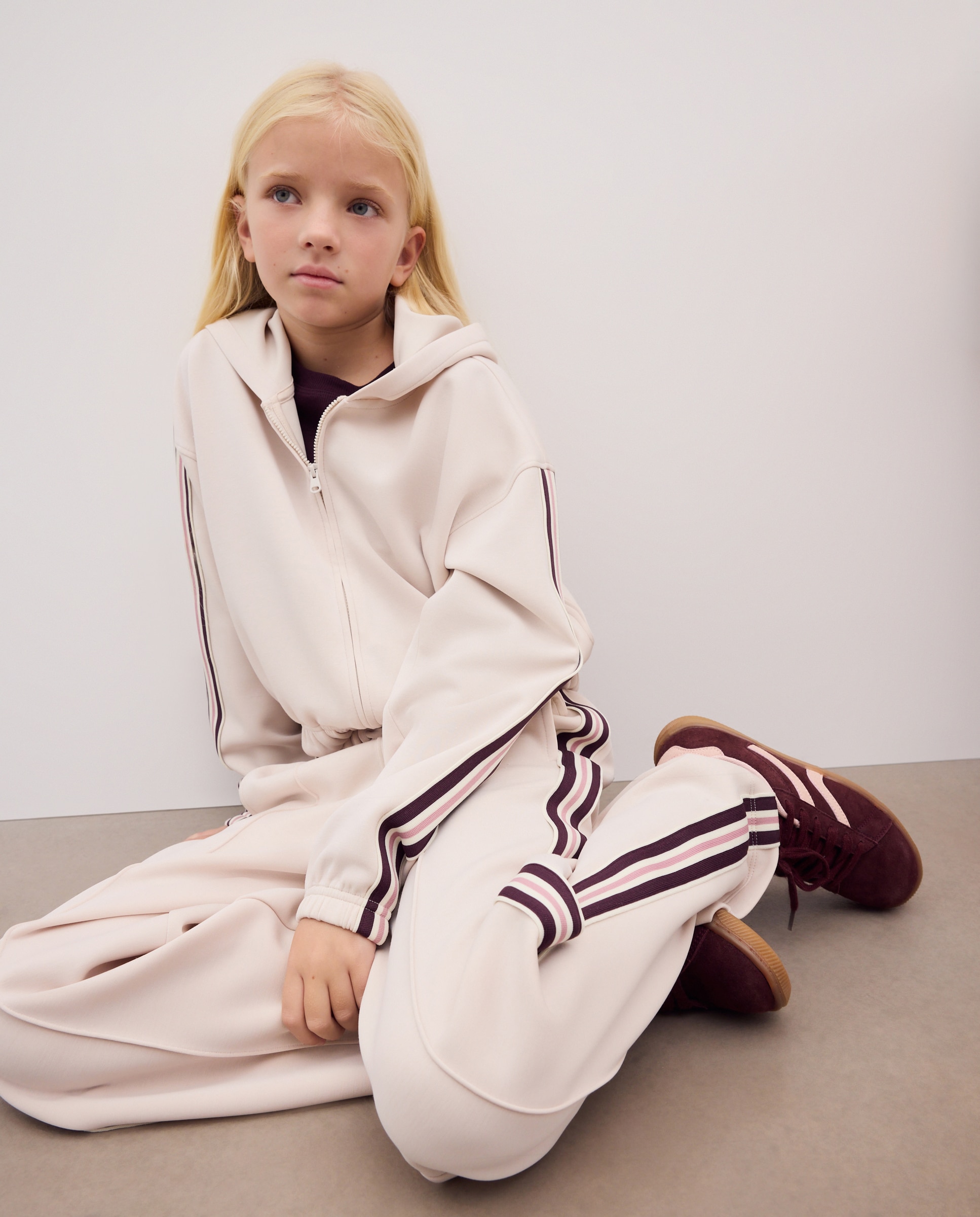 Sudadera modal abierta con capucha y detalle en mangas de niña - Kids El Corte Inglés - 850 Piedra 850 Piedra-1