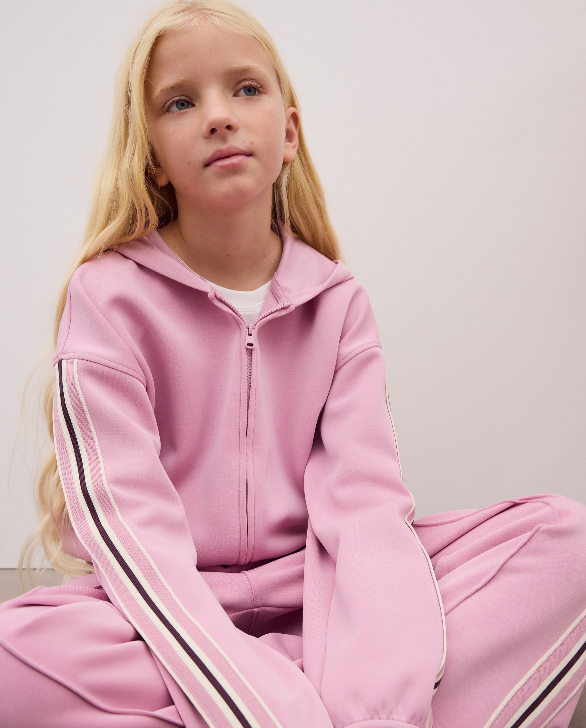 Sudadera modal abierta con capucha y detalle en mangas de niña - Kids El Corte Inglés - 282 Malva 282 Malva-1