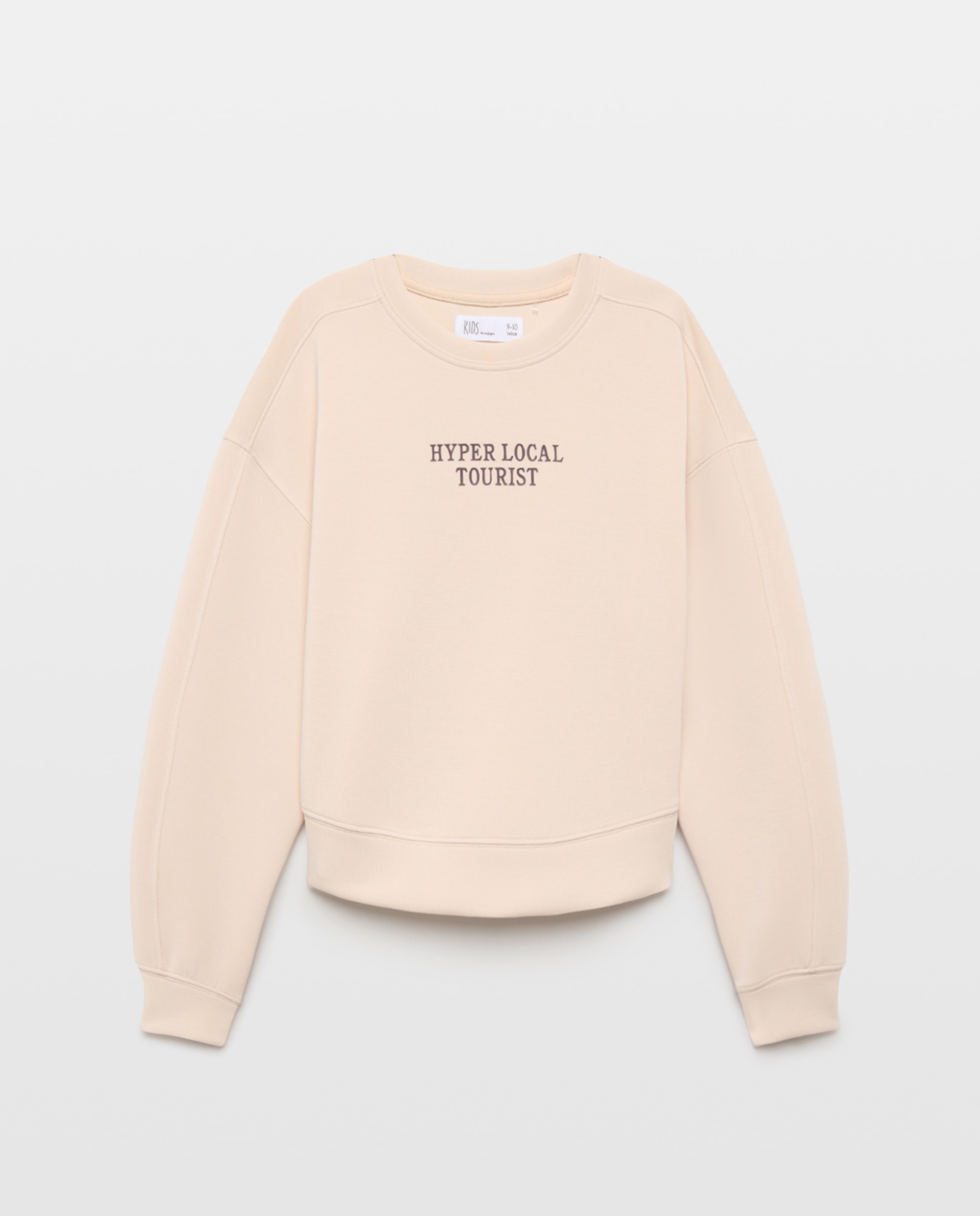 Sudadera modal cuello caja lisa con pequeño print tone to tone de niña - Kids El Corte Inglés - 120 Crudo 120 Crudo-4